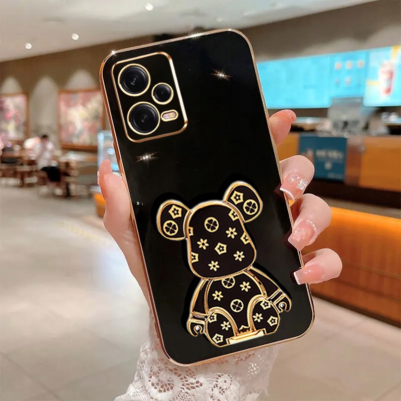 ETUI GLAMOUR DO XIAOMI REDMI NOTE 12 PRO 5G MIŚ BEAR UCHWYT SILIKON + SZKŁO Typ plecki