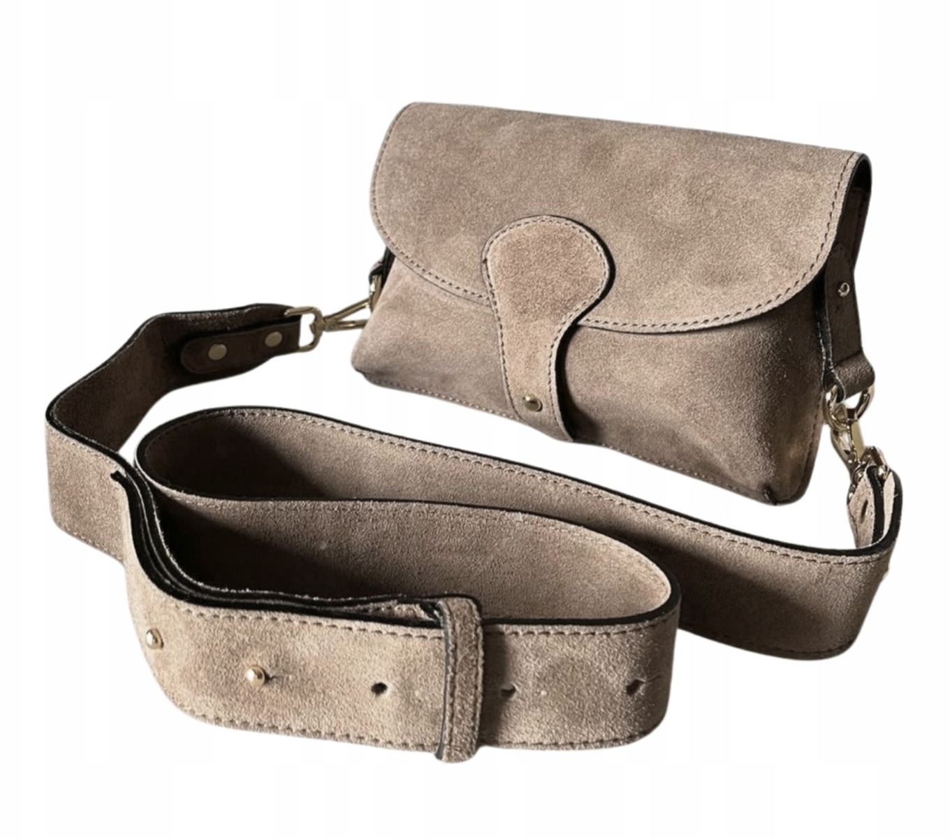 Cappuccino torebka zamszowa beżowa listonoszka Maxi Luxi taupe zamsz