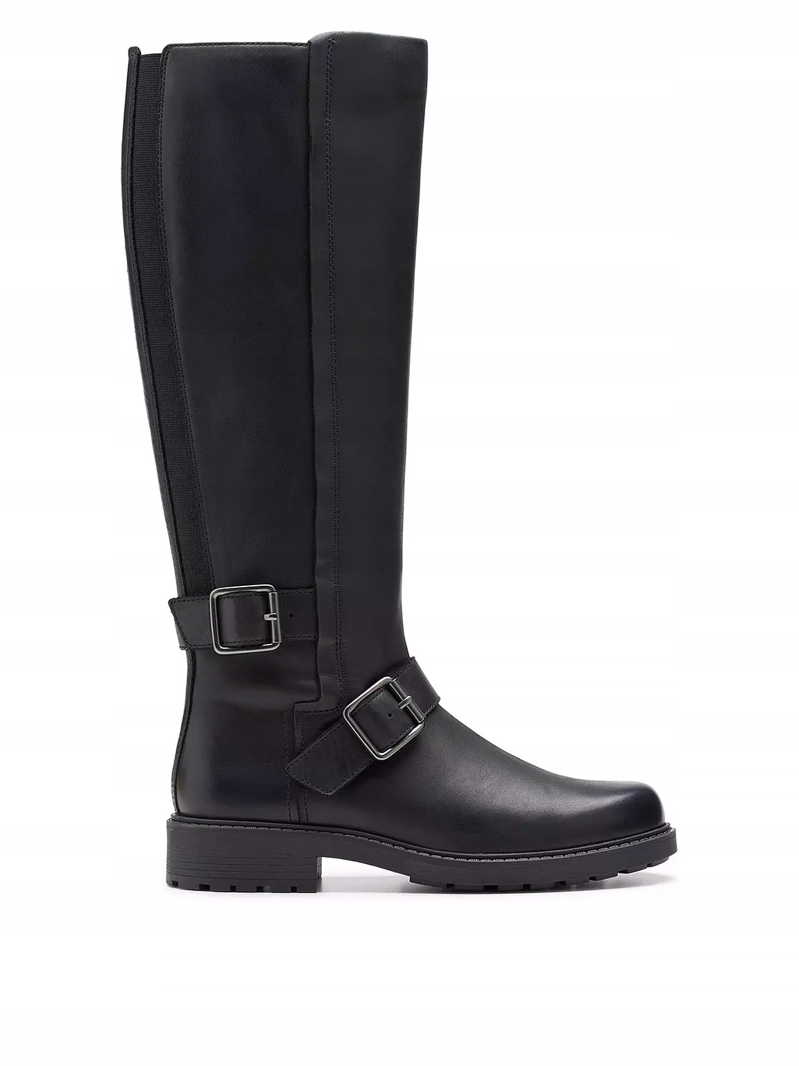 Clarks Černé Kožené Kozačky S Přezkami (37)