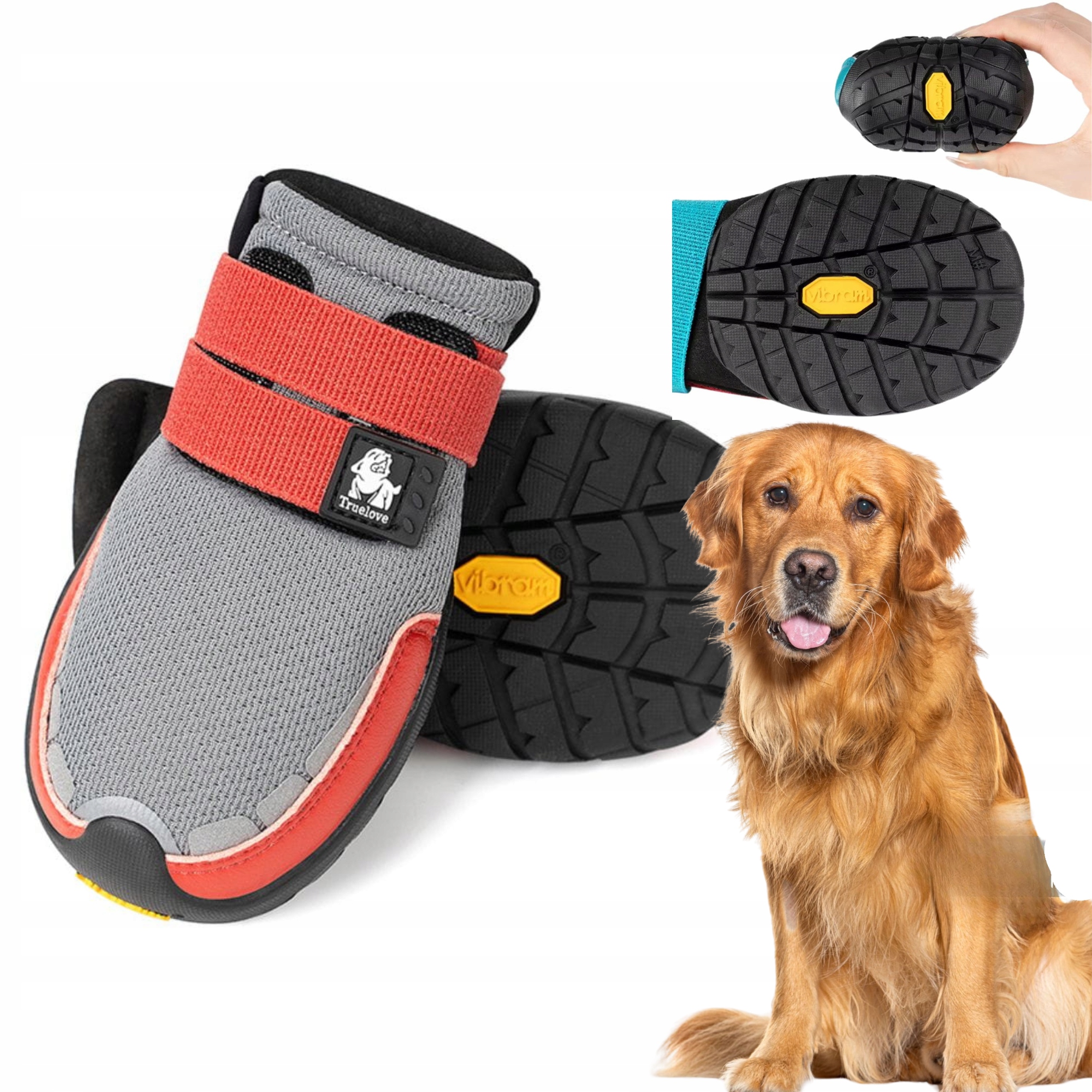 Levně Boty Pro Psa Truelove On Track Podrážka Vibram XL (2 ks) 7,6 cm Šedá