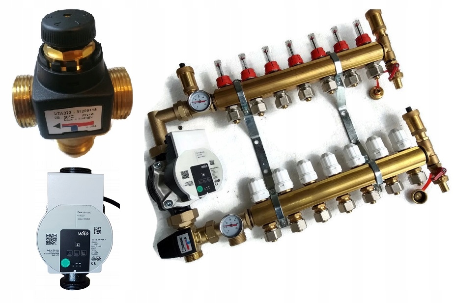 Rozdělovač 9 s čerpací skupinou Wilo pro podlahové krytiny