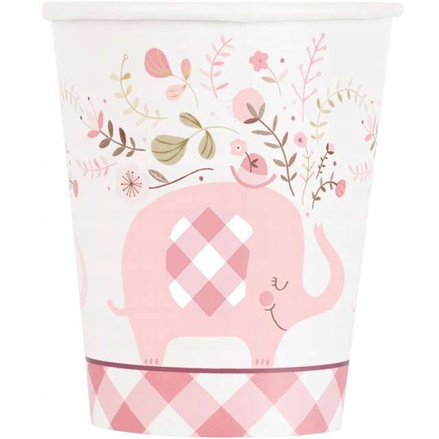 KUBECZKI papierowe SŁONIK rośliny RÓŻOWY 266ml