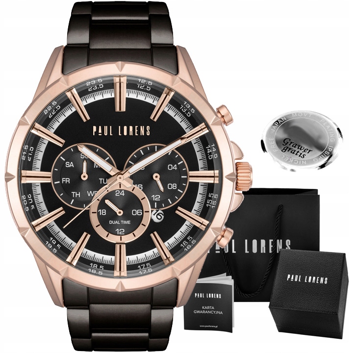 Velké pánské hodinky Paul Lorens Luxury multidatovač krabička Gravírování