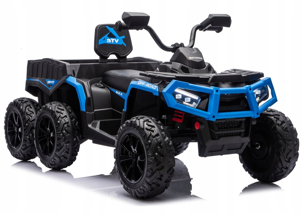 Quad Na Akumulator Atv 6 Kół Z Przyczepką JC606 24V 4x4 Niebieski Lean