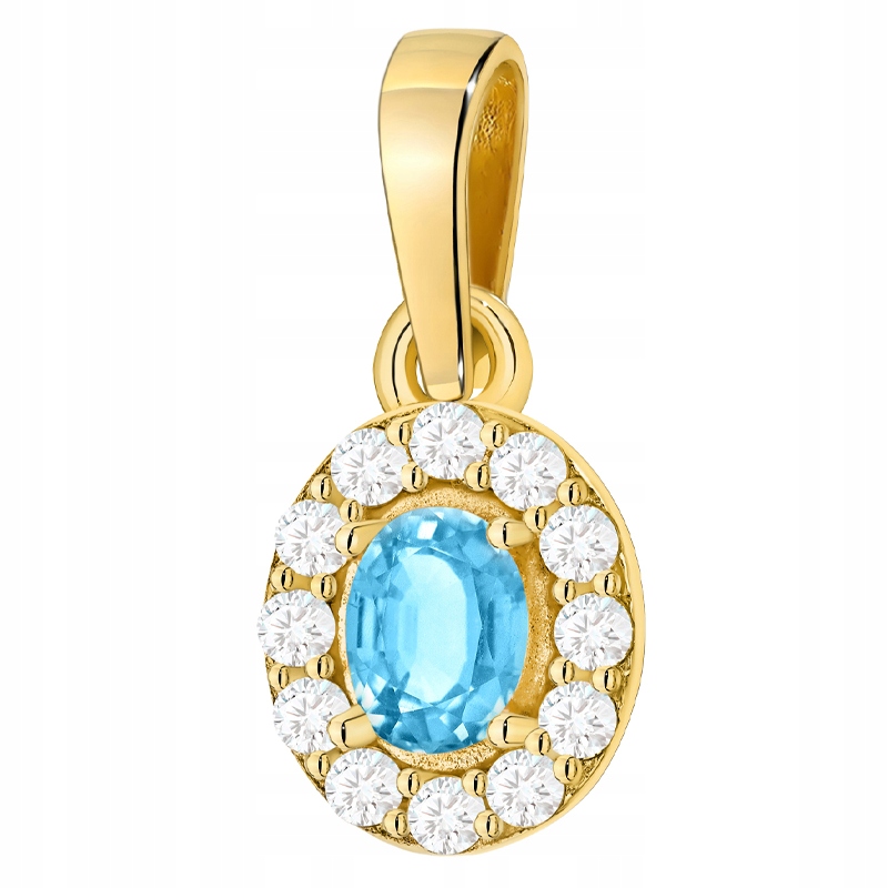 Zlatý Přívěsek Přívěsek Dámský pr. 585 Markýza s modrou zirkonií 14k