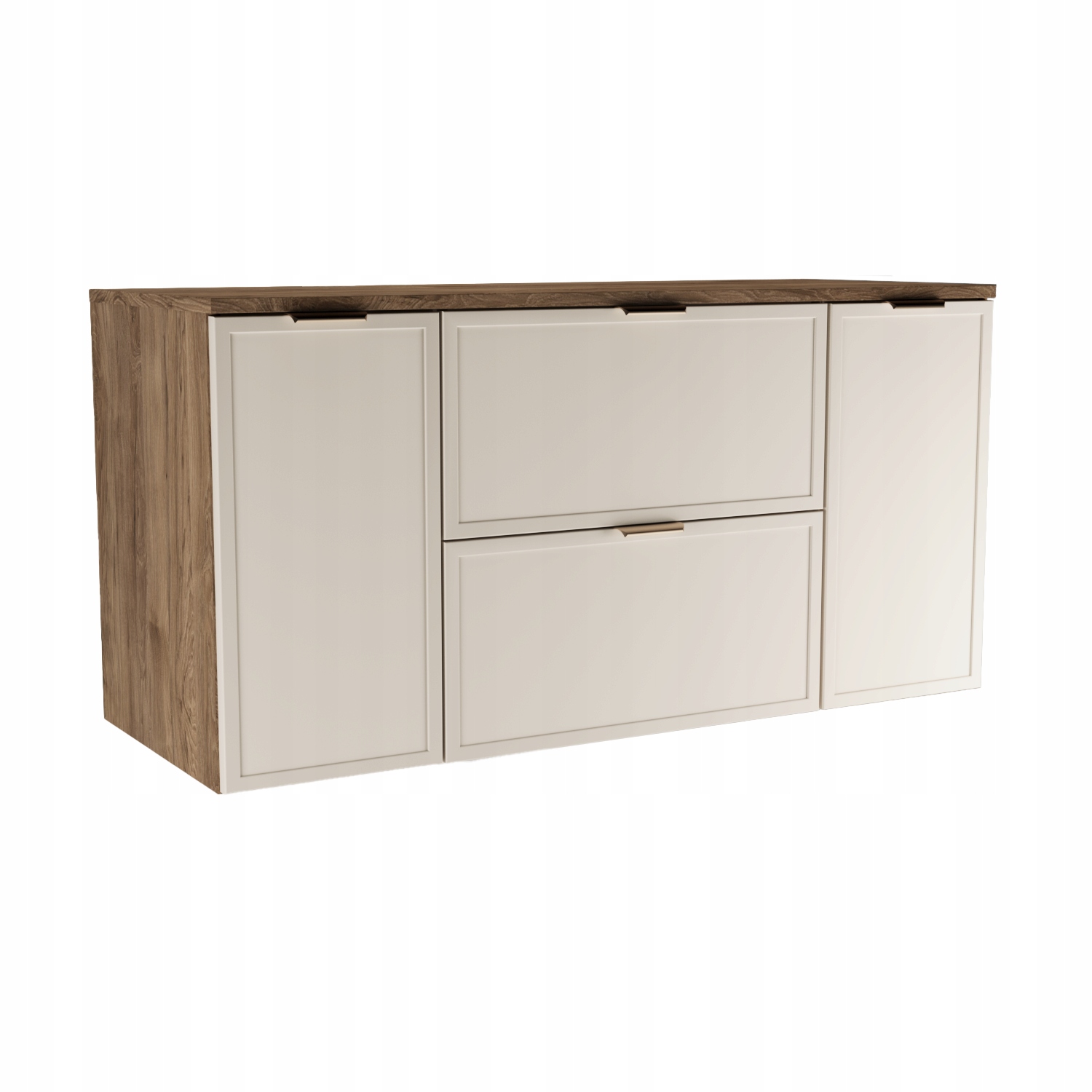 Skříňka pod umyvadlo 2 dveře 2 zásuvky 120 cm Kašmír/Ořech Tmavý Roma