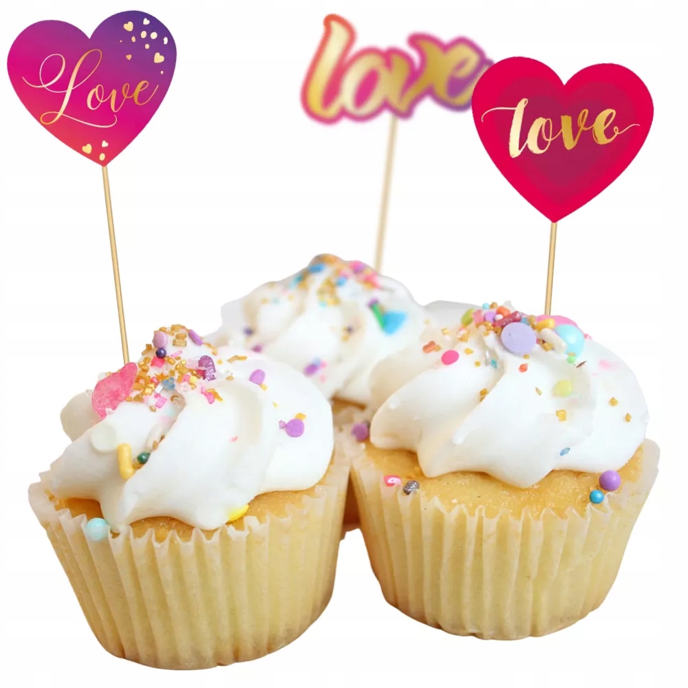 DEKORACJA CZERWONE SERDUSZKA DO KWIATÓW DESERÓW TOPPERY PIKERY WALENTYNKI Wysokość produktu 23 cm