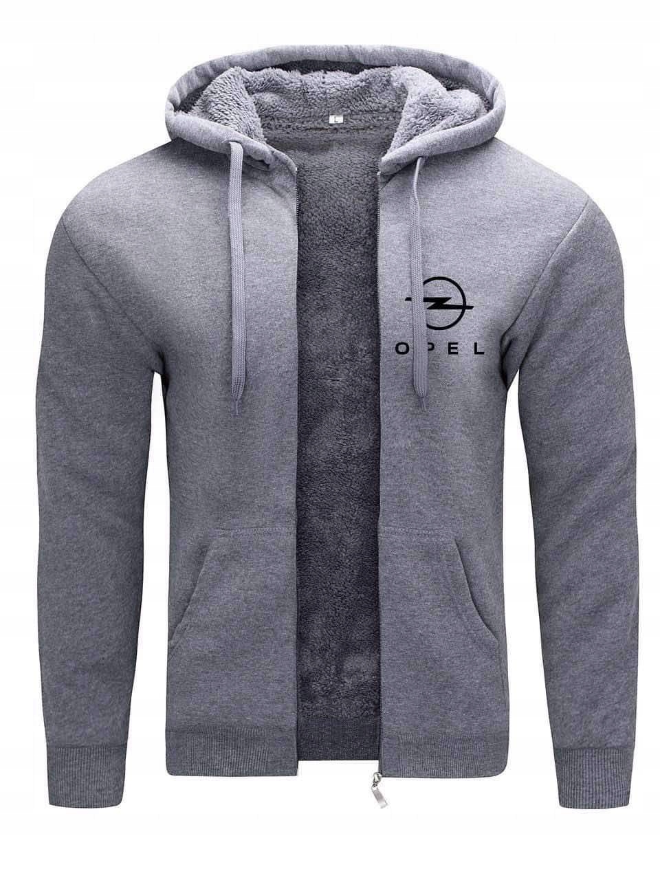 Teplá Mikina Mikina S Kapucí A Kožešinem Opel Šedá 4XL