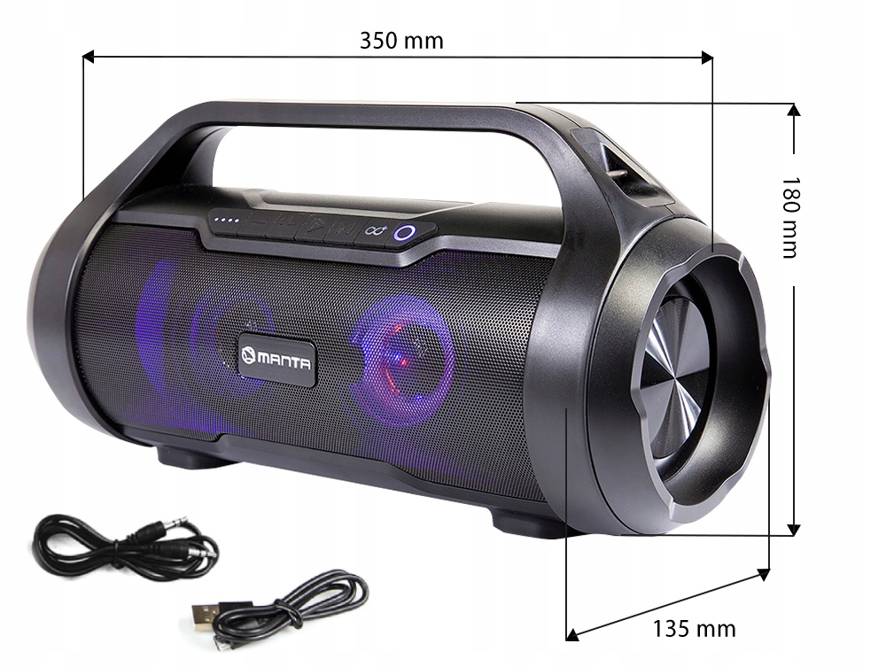 GŁOŚNIK PRZENOŚNY BLUETOOTH BEZPRZEWODOWY USB SD FM MANTA SPK215 AKU 20h Model SPK215