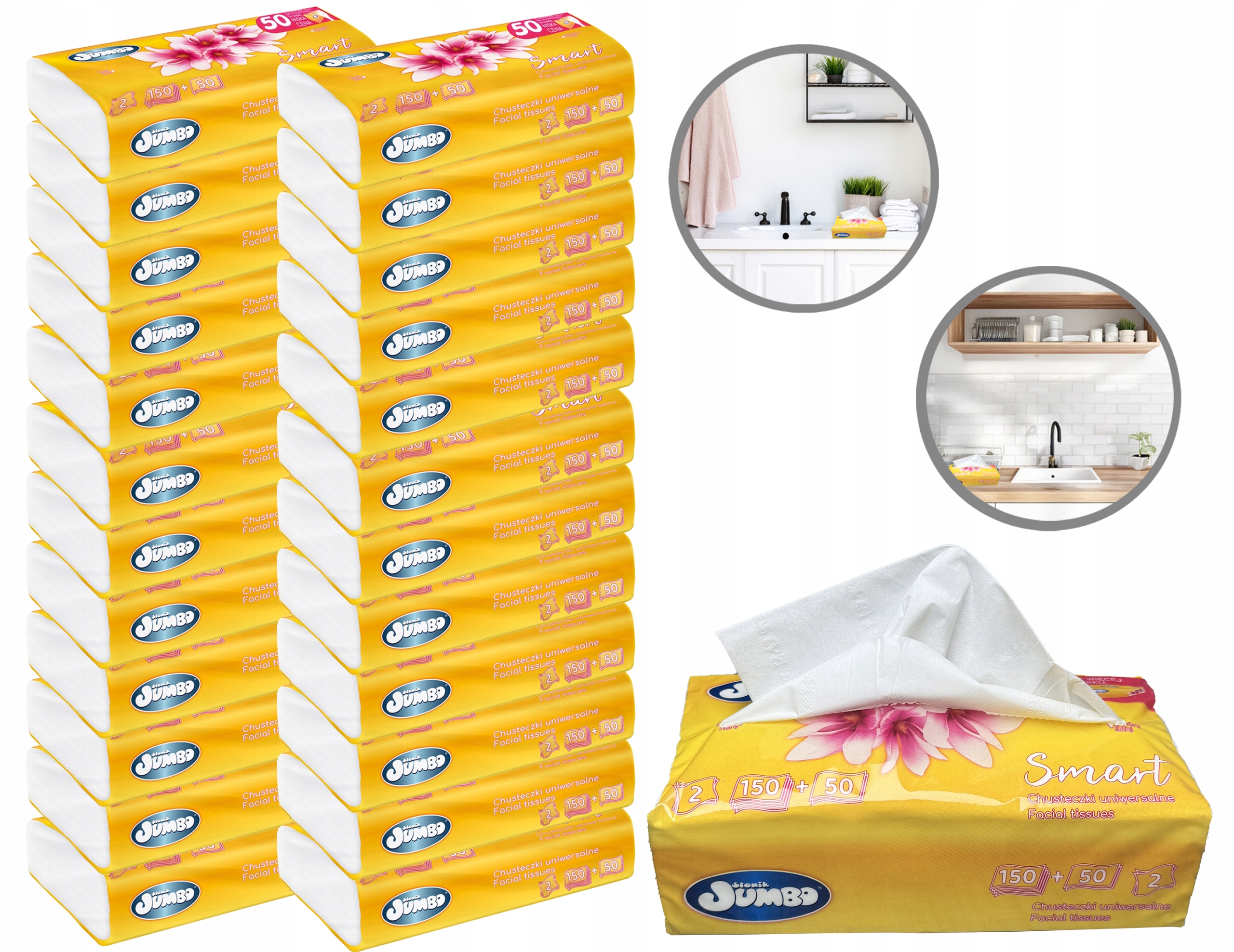 Chusteczki Higieniczne Słonik Jumbo 2 Warstwy 100% Celuloza 25 op. 200 szt.