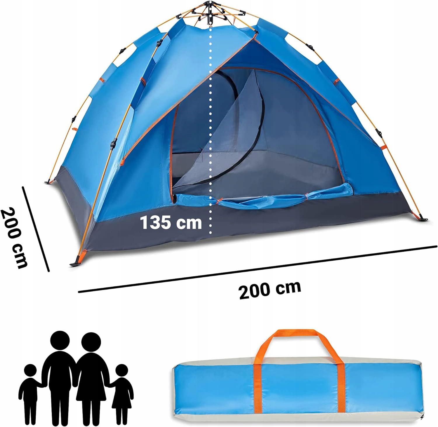 NAMIOT SAMOROZKŁADAJĄCY TURYSTYCZNY 3-4 OSOBOWY MOSKITIERA NA PLAŻĘ WĘDRÓWK Liczba przedsionków 1