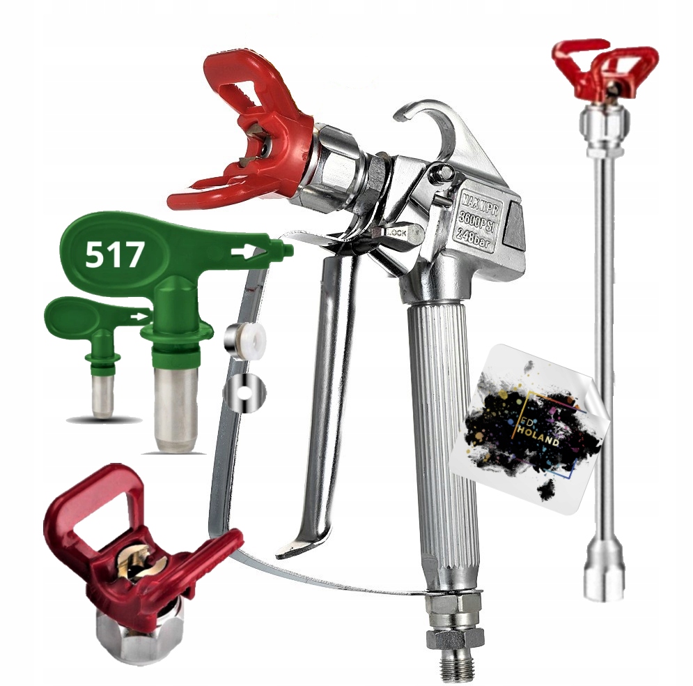 Pistolet malarski + dysza 517 + Przedłużka 30 cm + GRATISY Agregat malarski Waga 0.4 kg