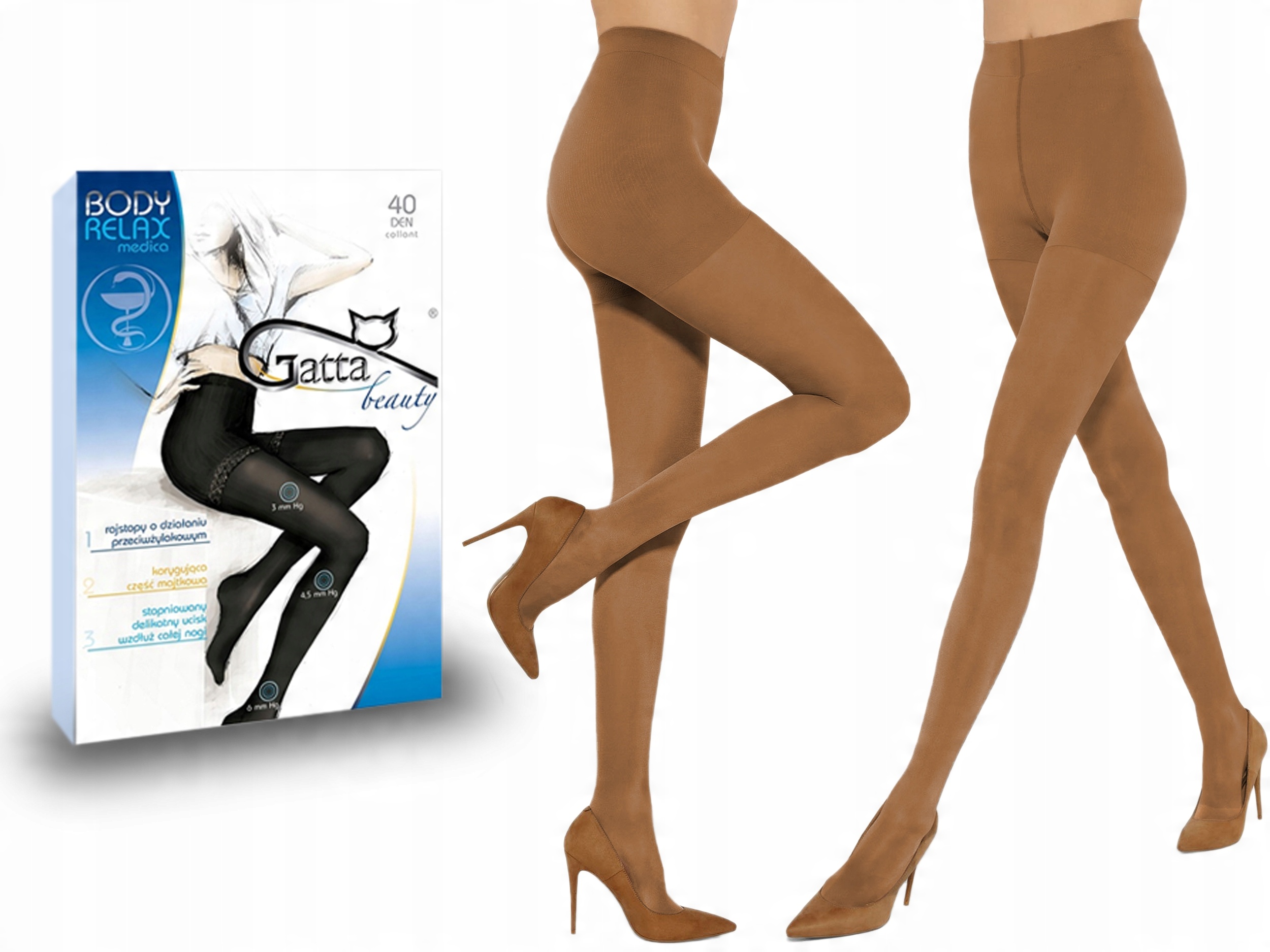 

Rajstopy Body Relax Medica Gatta 40 den golden 2-S