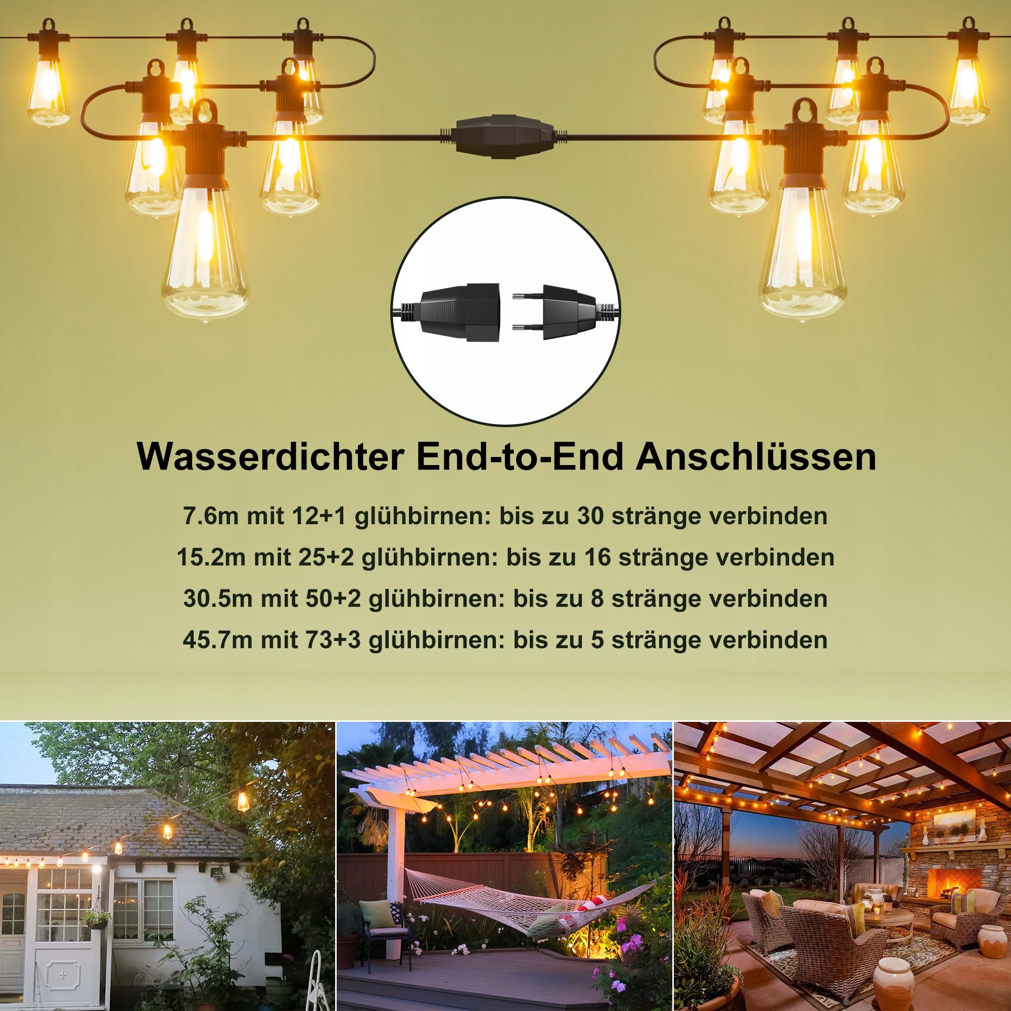 KAWAYA Łańcuch Świetlny LED 30M 52 ST38 IP65 Ogród Taras Wesele Party — miniatura 4