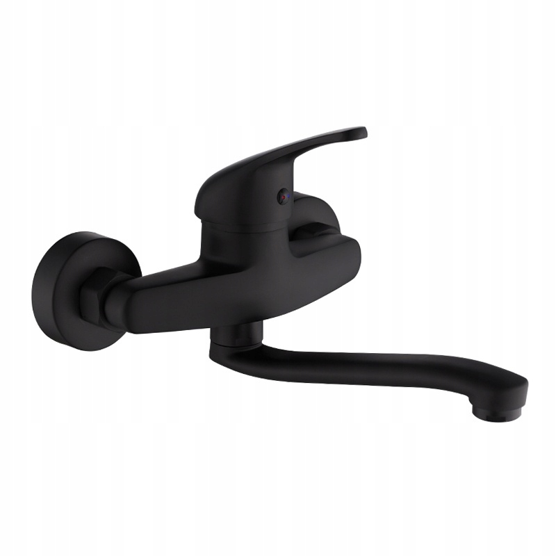 Bateria Kuchenna Ścienna Obrotowa Długa Wylewka Kran Gerda-bl Czarna