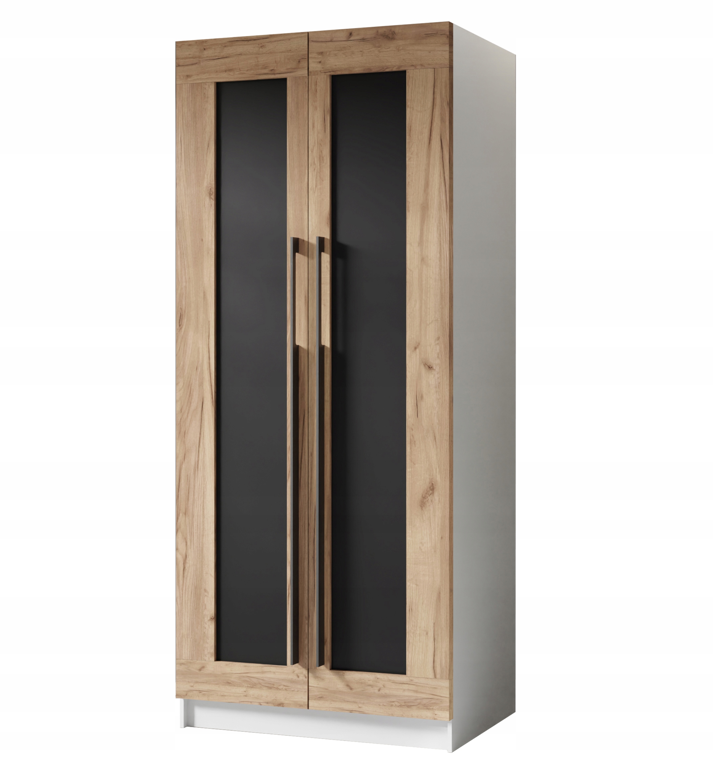 Skříň Mavro s úchytkami dub craft černý korpus, bílá 78 cm