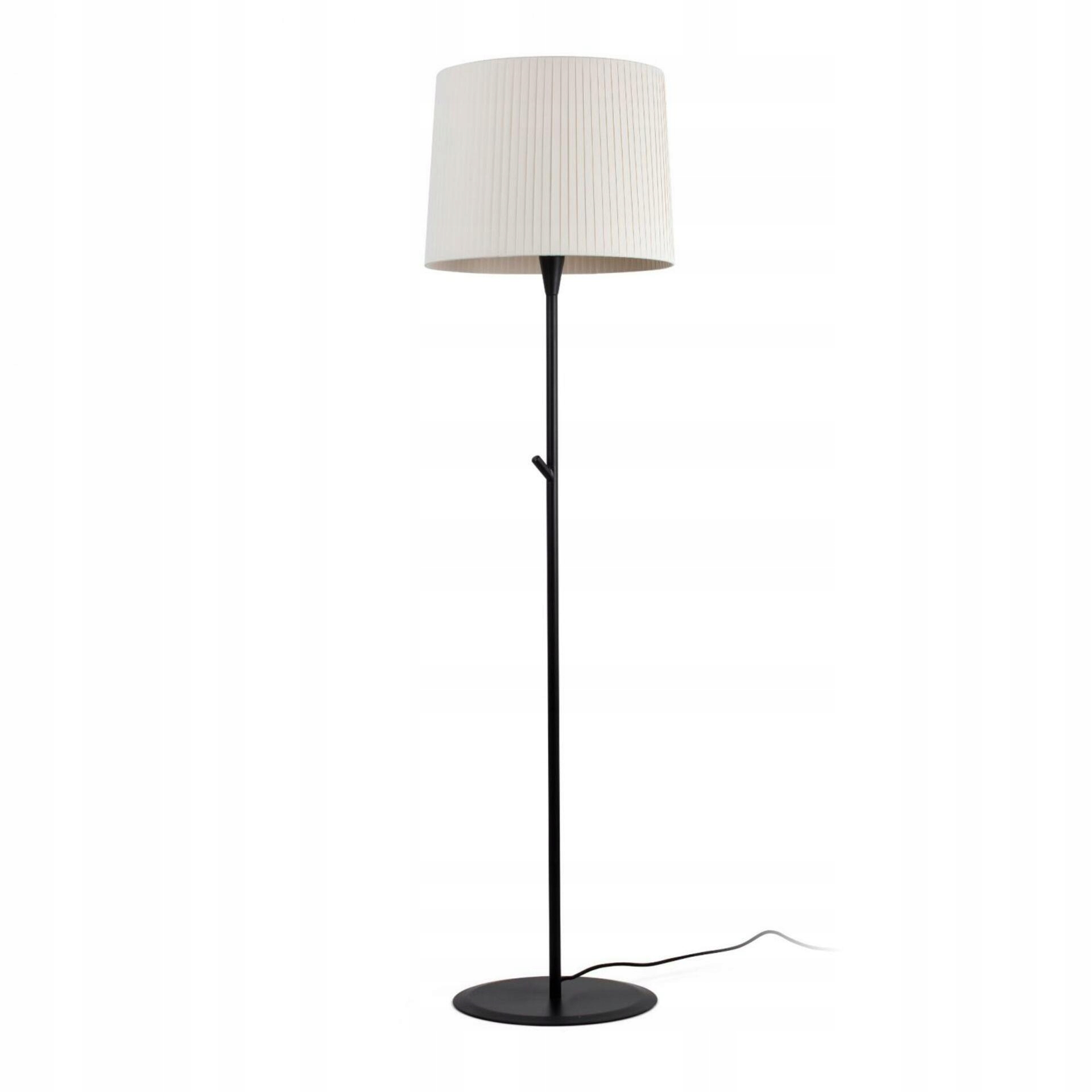 Stojacia lampa Faro Samba čierna/béžová, textilné tienidlo, E27, 153 cm