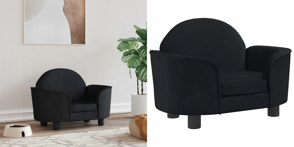 Levně Černé Pelíšek pro psa, sametové, 66x40x45 cm