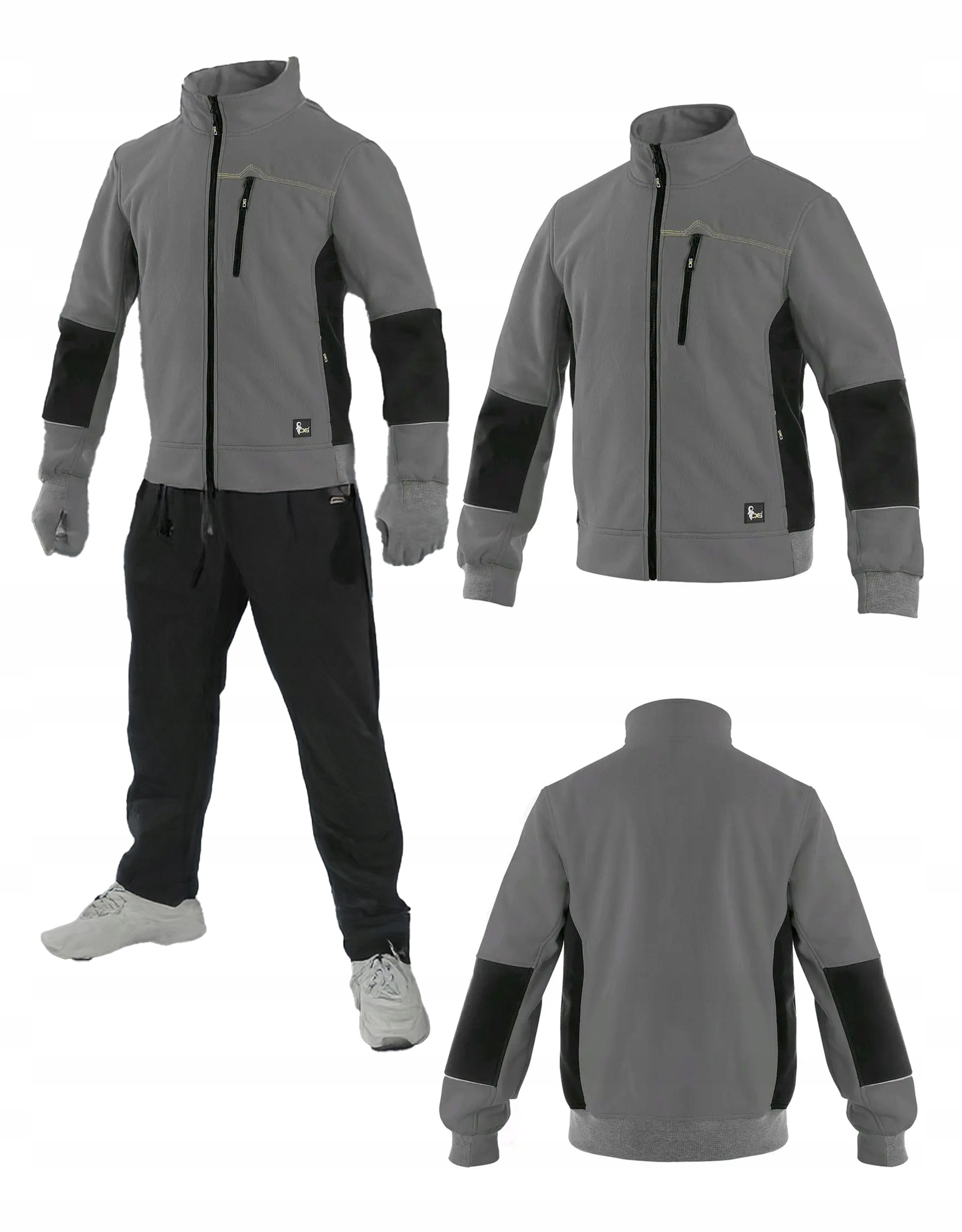 Bluza Dresowa Ciepła robocza Męska Szara na co dzień Rozpinana Bawełniana