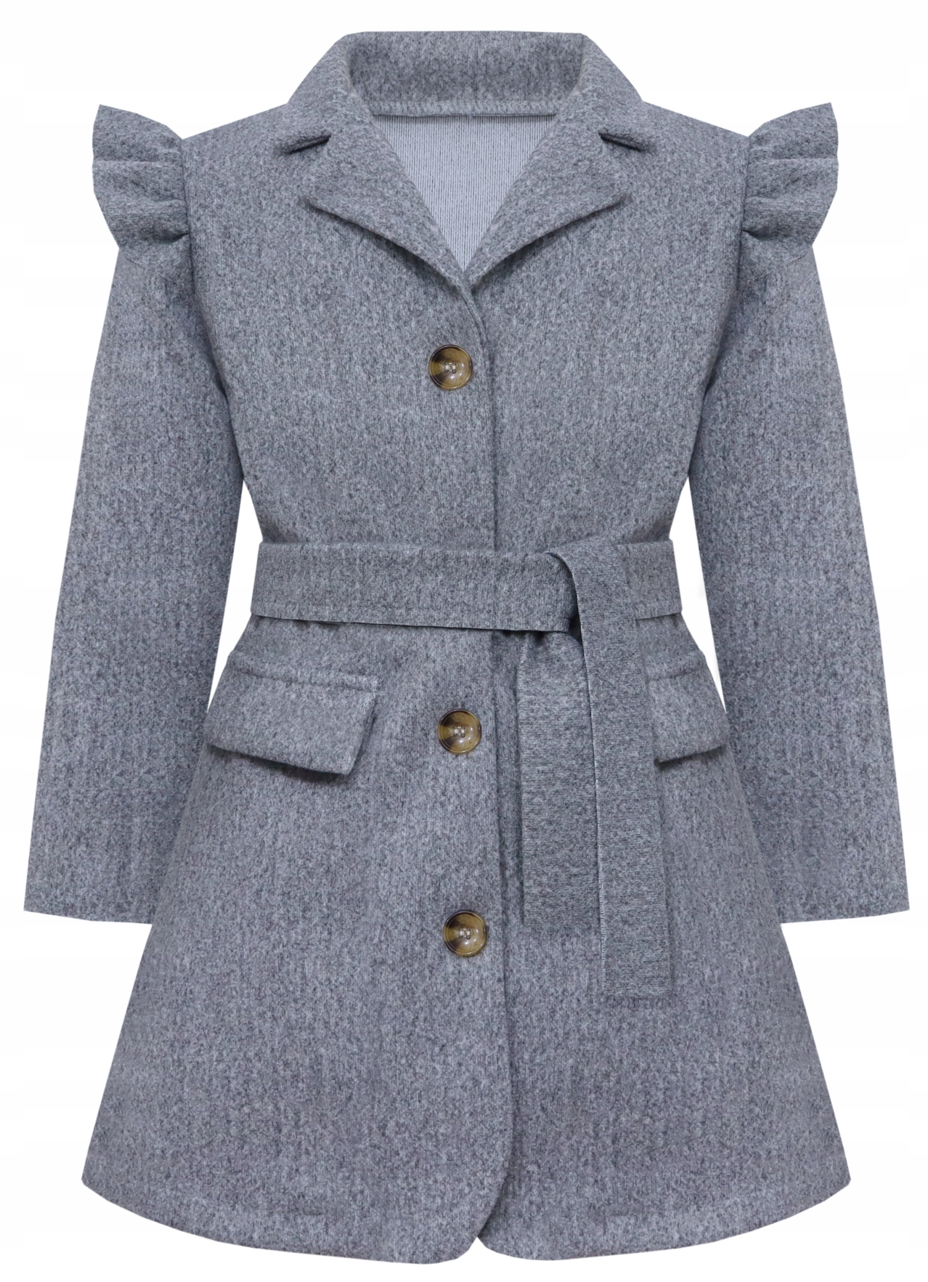 PŁASZCZYK DZIEWCZĘCY WIOSENNY FLAUSZOWY Z PASKIEM r 122/128 4201