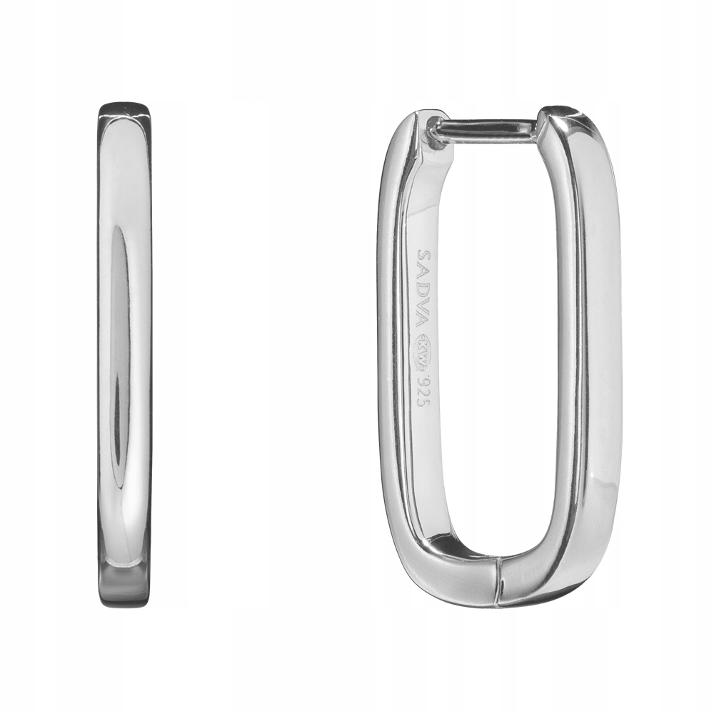 Kolczyki Srebrne Zaokrąglone Owalne Prostokąty 2cm Eternal Srebro 925 Sadva
