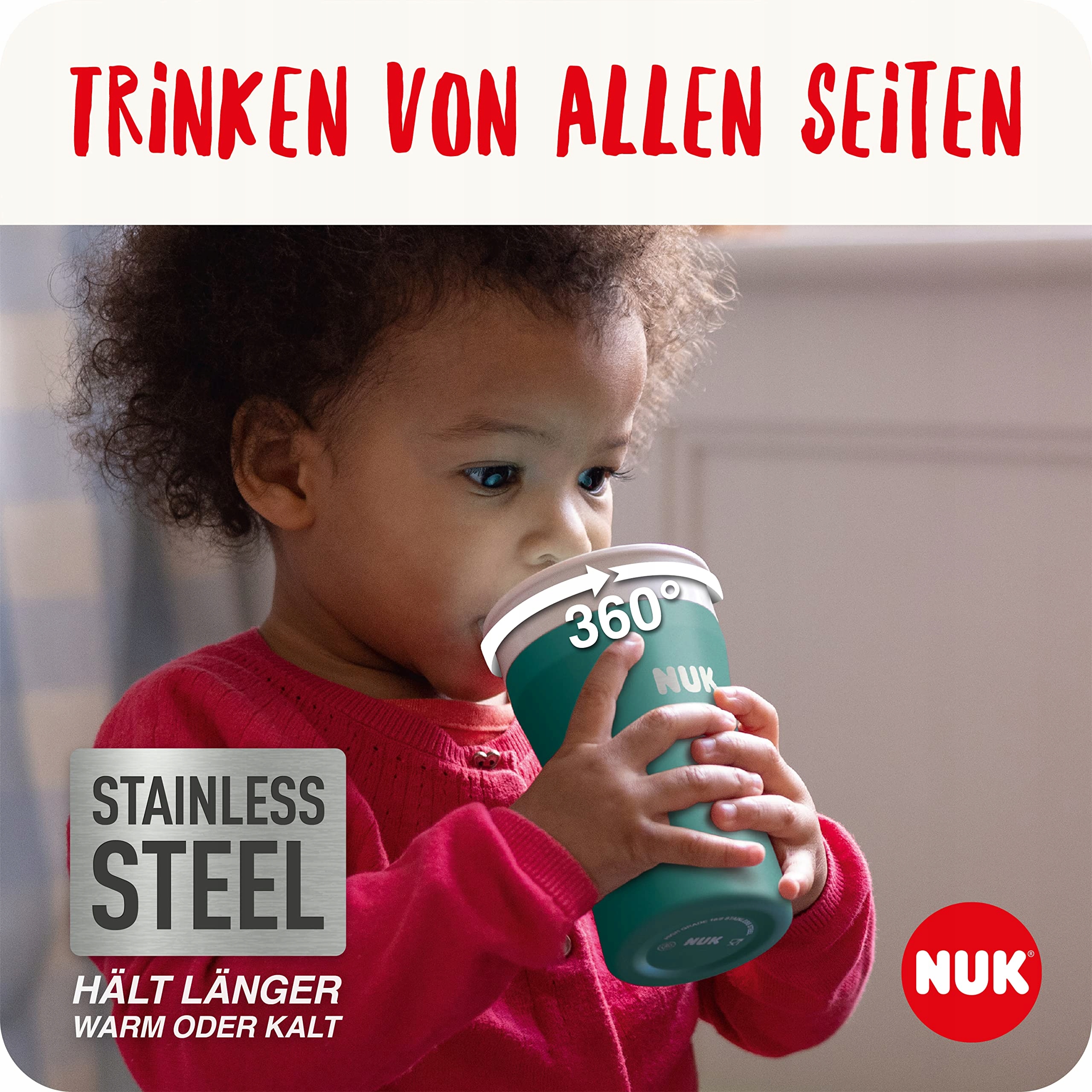 NUK Kubek Termiczny Dla Dzieci 230ml 8+ Miesięcy Niebieski BPA Free — miniatura 2