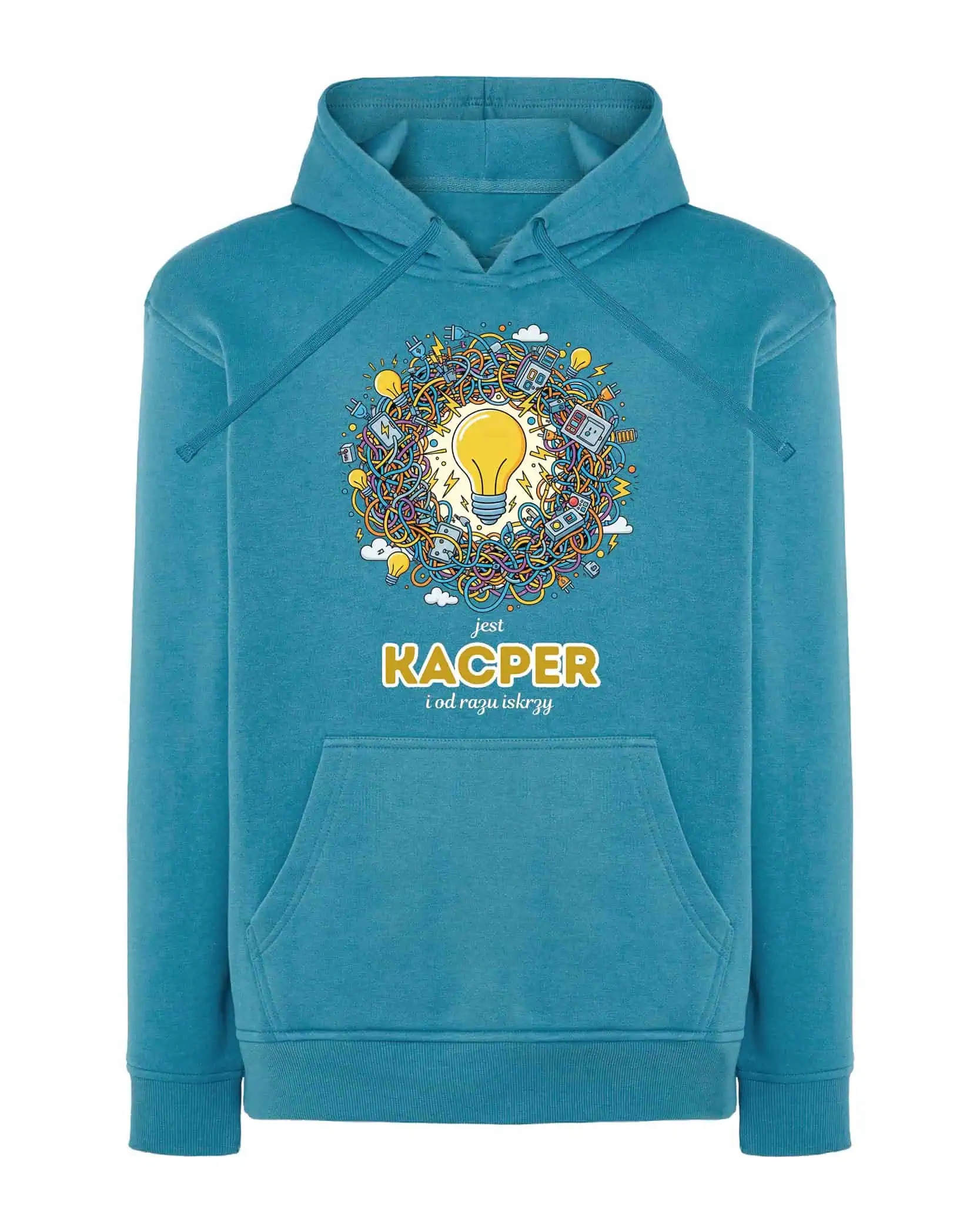 Mikina s kapucí Elektrikář Personalizovaná Ilustrační Modrá M