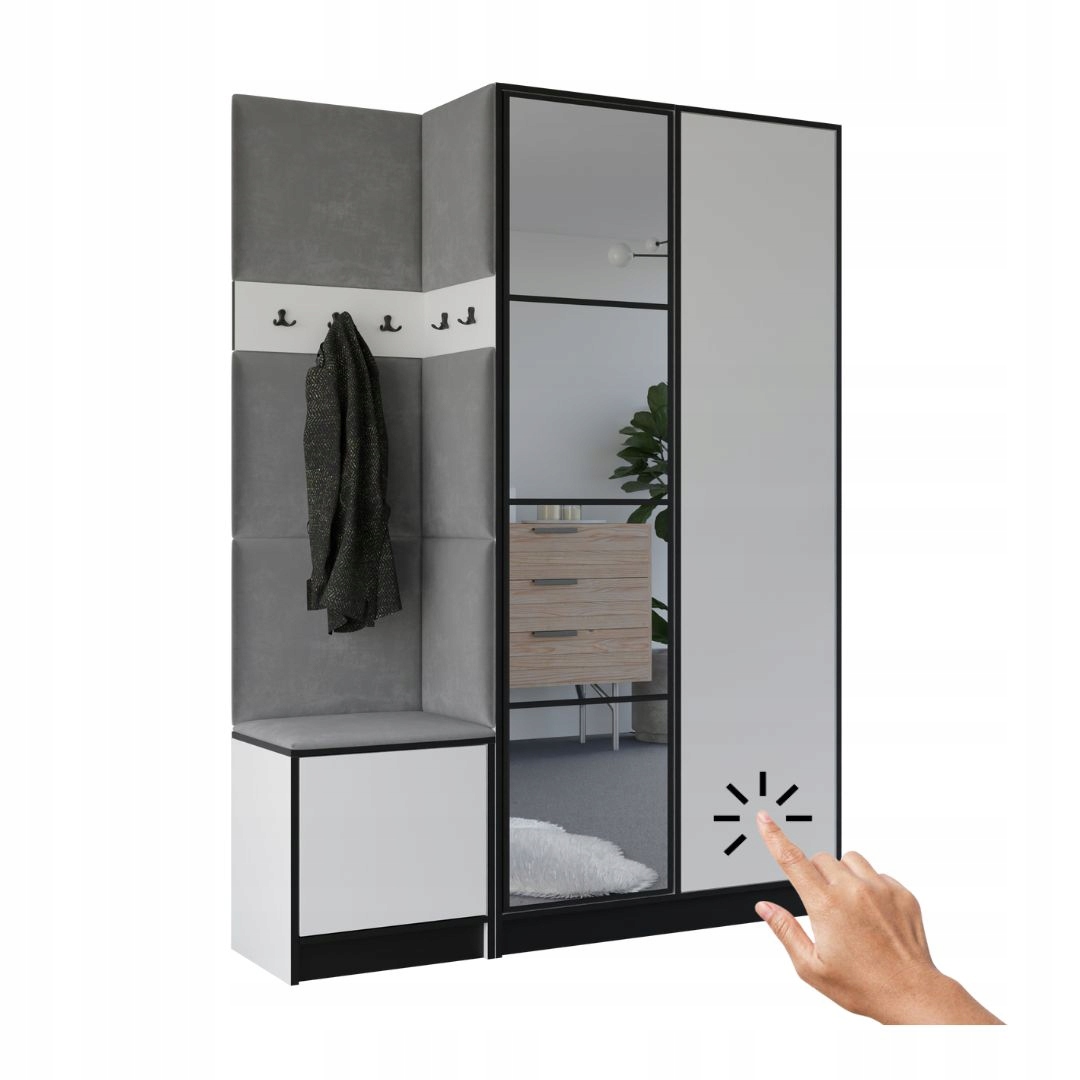 Šatní skříň Costa 13 bílá šedá tkanina Vzor 1