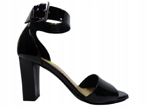 černé dámské kožené sandály na podpatku Sala 37
