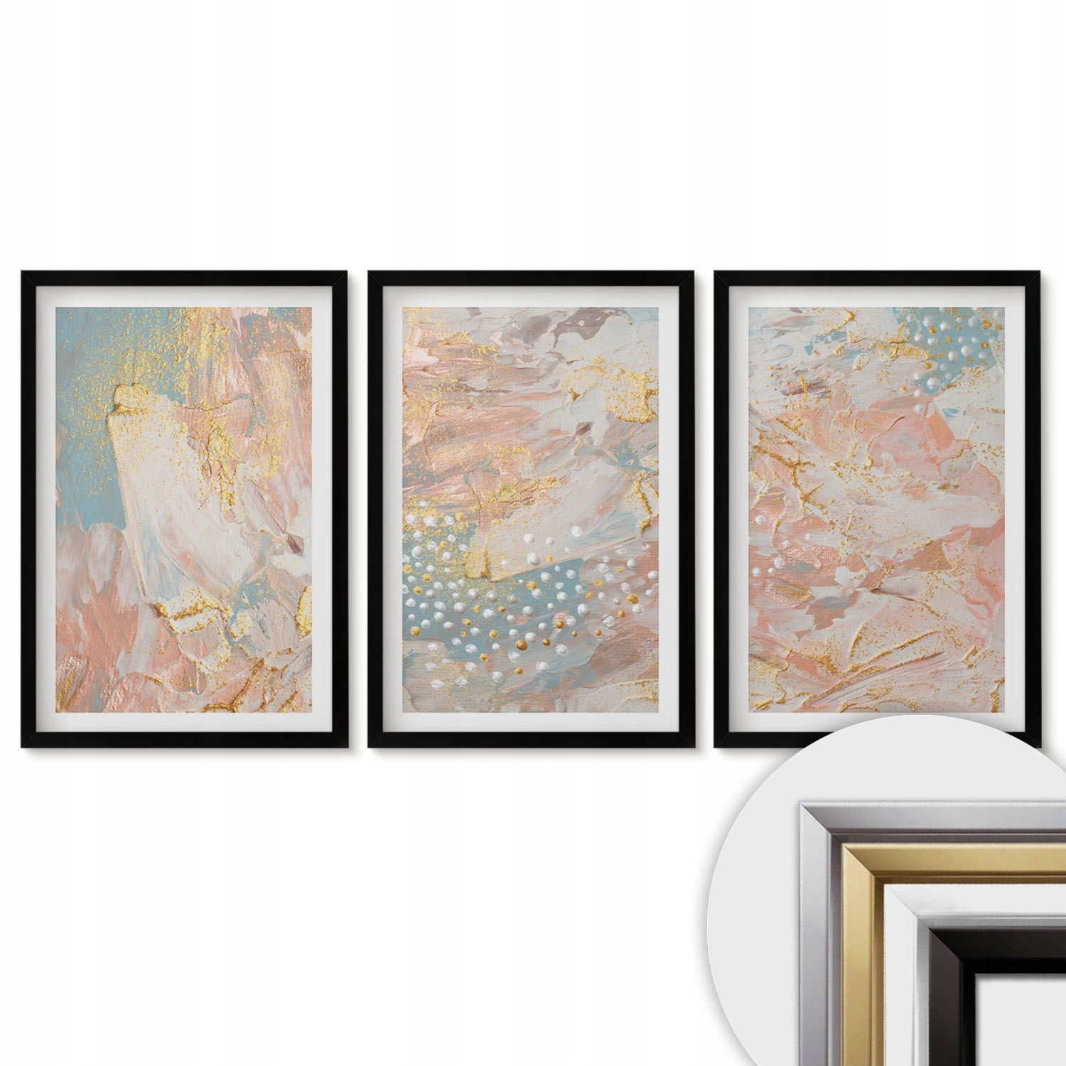Sada 3 obrazů 40x60 cm do obývacího pokoje Triptych Abstraktní pastelové vzory
