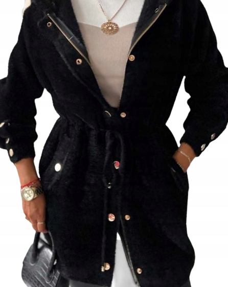 ALPAKA CIEPŁY PŁASZCZ Z KAPTUREM NARZUTKA PRZEJŚCIOWA WEŁNA Marka bez marki