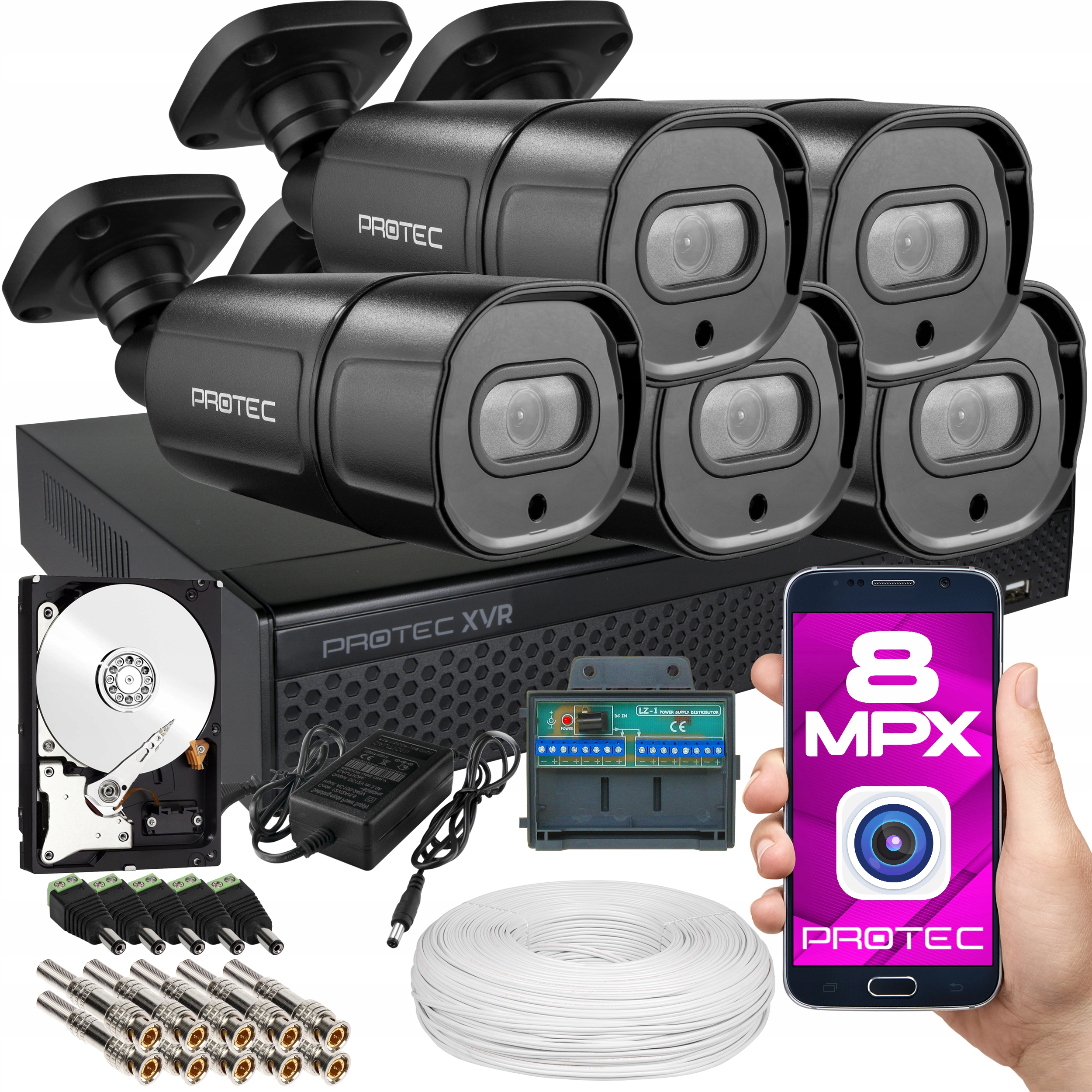 

Premium Zestaw Monitoringu 5 Kamer 4K 8MPX Czarne