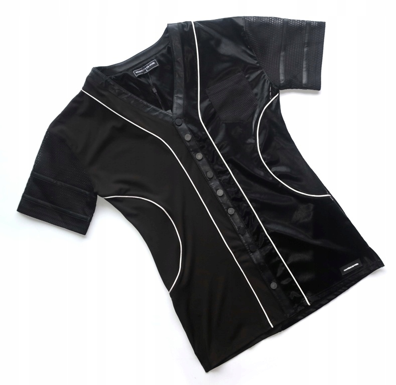 Maniere De Voir L/XL Černá Tunika Mini Šaty Knoflíky Sexy Síťovina