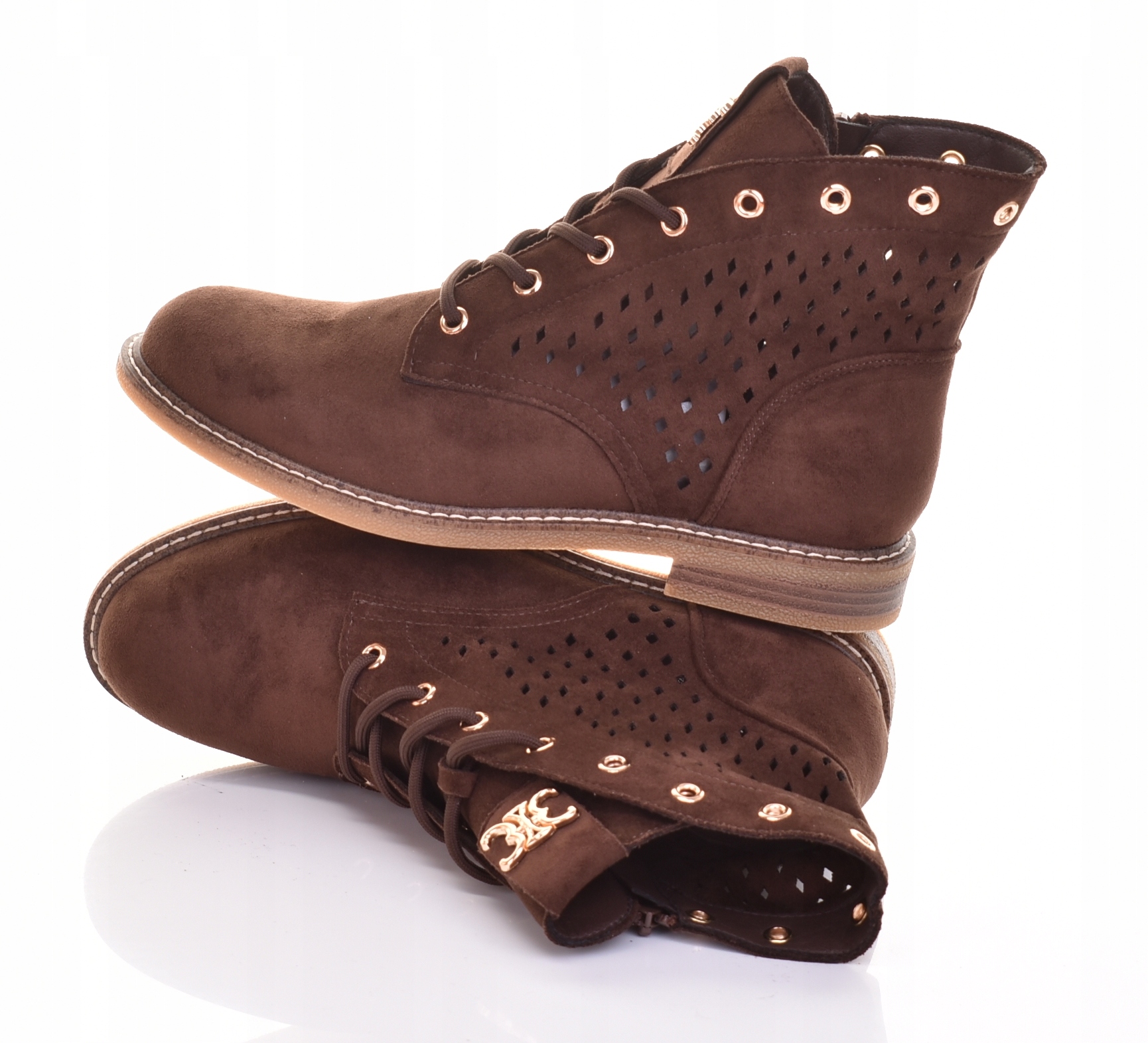 Dámské Kotníkové Boty S Klasickým Plochým Podpatkem, Módní, Hnědé