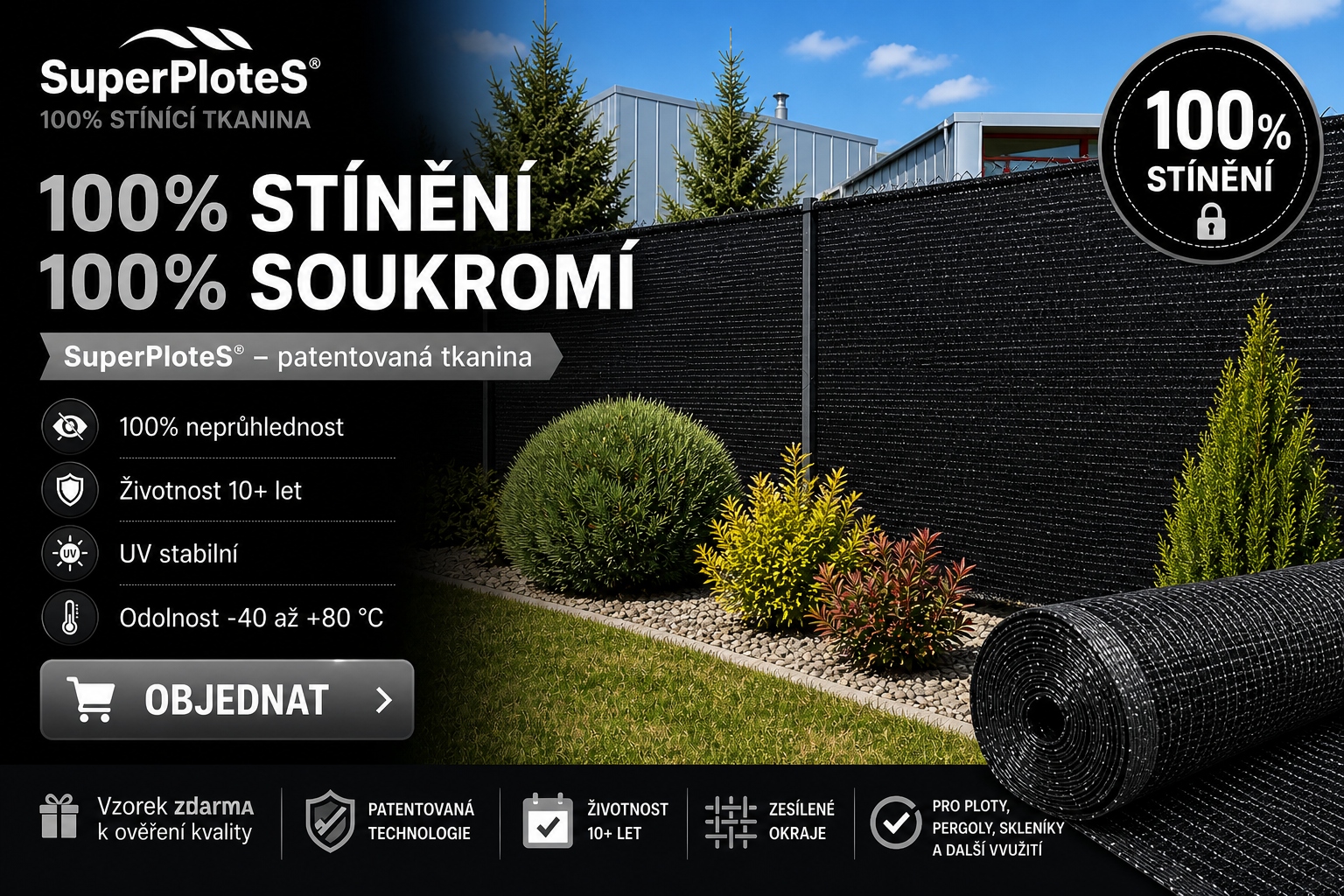 Tkanina cieniująca SuperPloteS zaciemniająca w 100% Carbon, czarna rolka, 1x50m