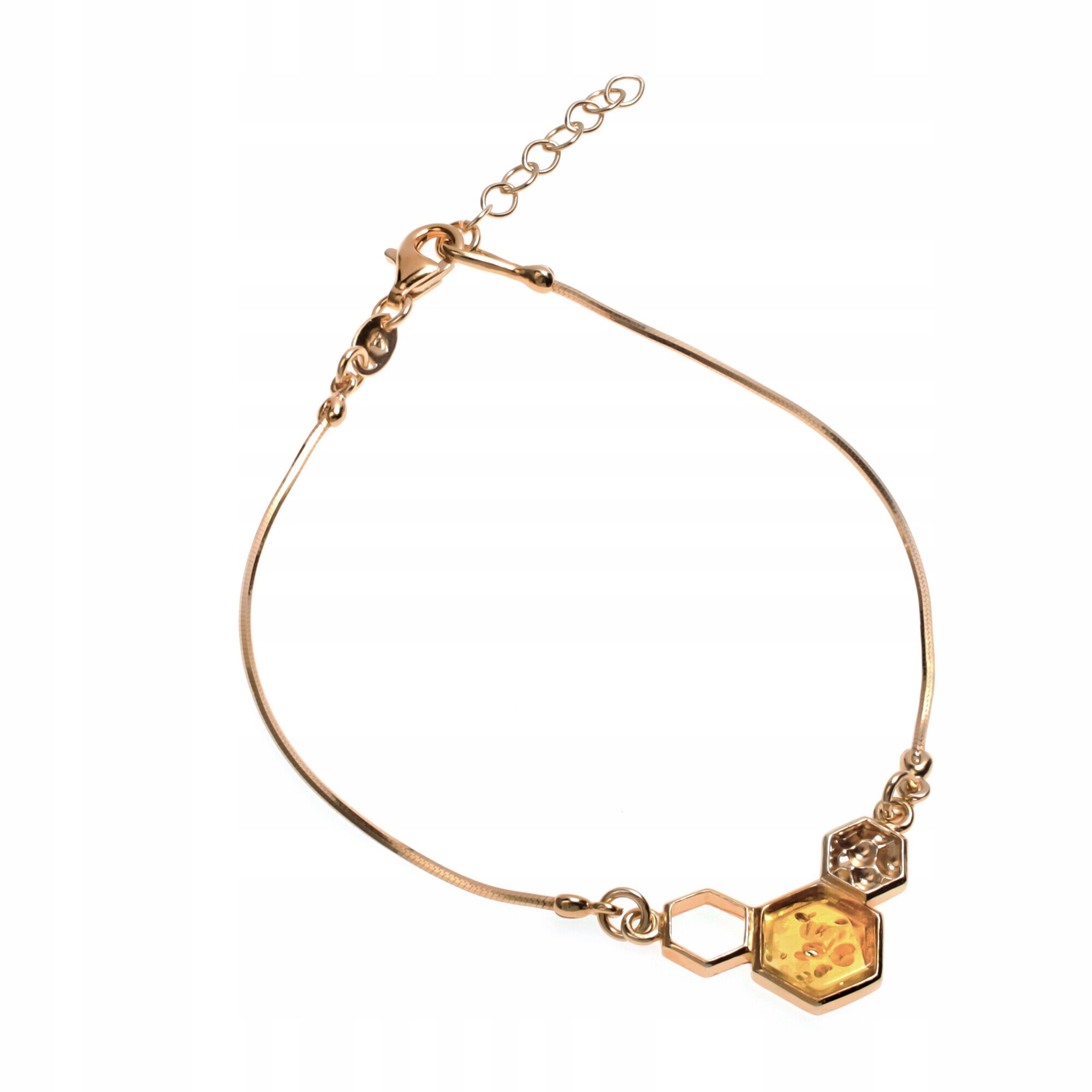 Zlatý Náramek S Jantarovou Voštinou, Medová Plástev Stříbro