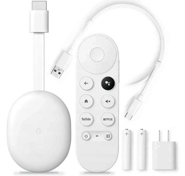 ODTWARZACZ MULTIMEDIALNY GOOGLE CHROMECAST 4 smart TV WYBIERANIE GŁOSOWE Waga produktu z opakowaniem jednostkowym 0.42 kg