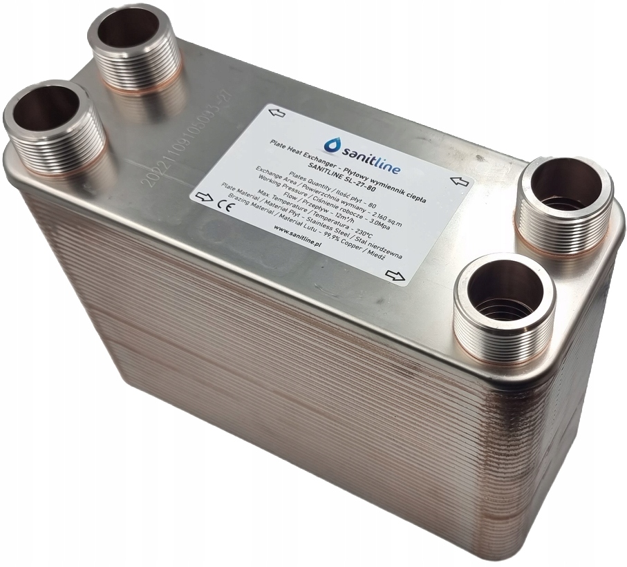 Výměník Tepla Sanitline 80 Deskový Výkon 170 kW Přípojka 4x 5/4"