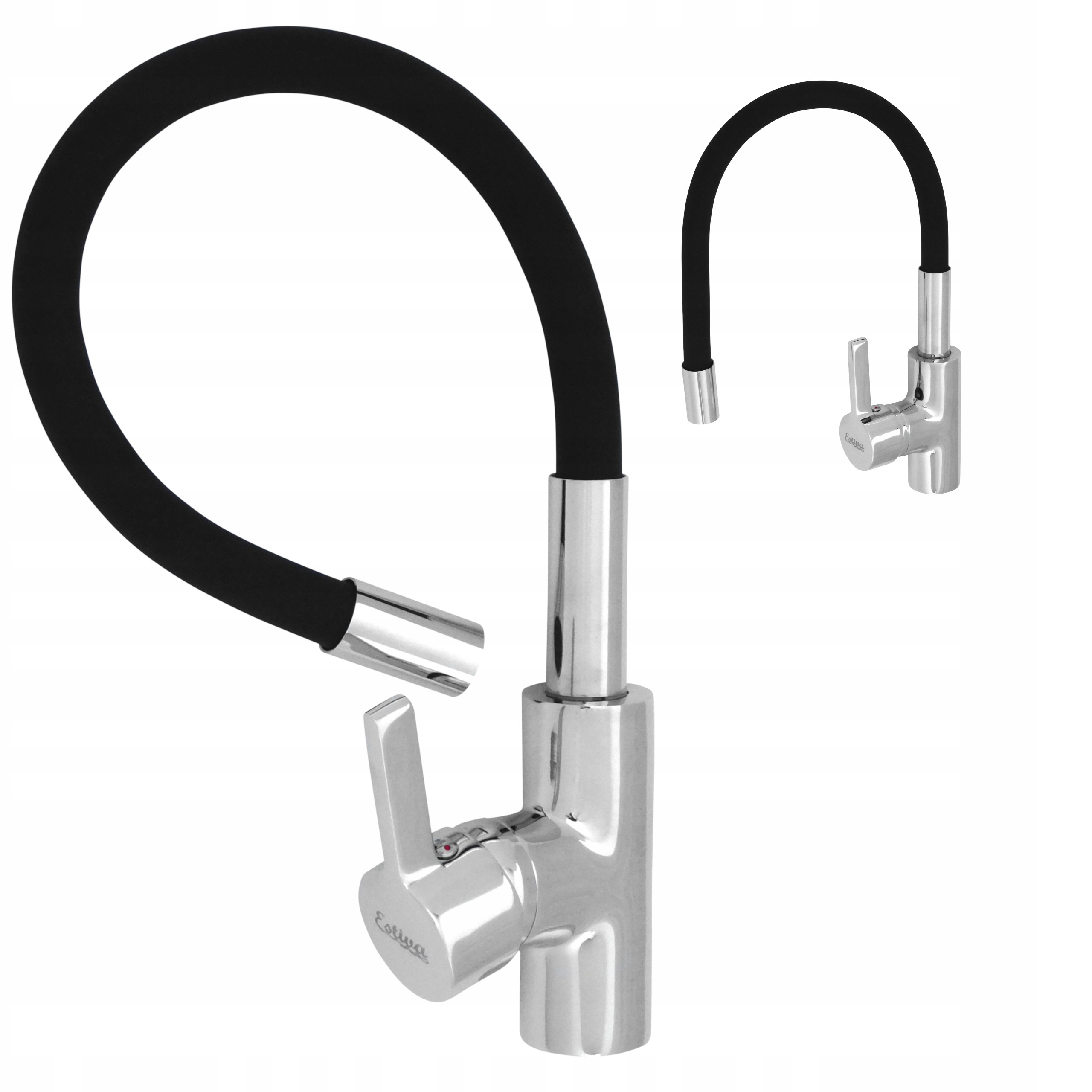 Bateria kuchenna z elastyczną obrotową wylewką 360° czarna Kran Do Zlewu