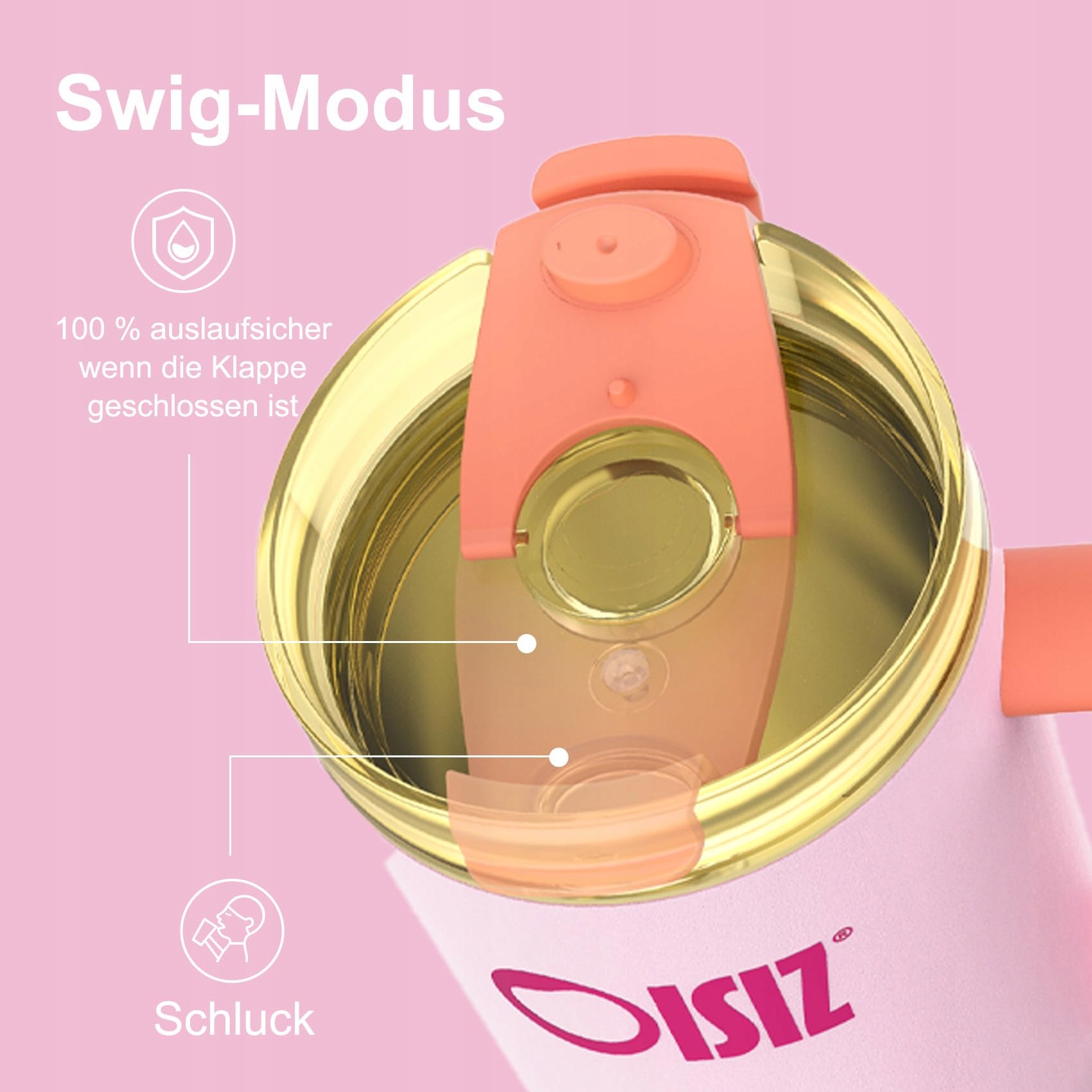 OISIZ Kubek Termiczny 1200 ml Stal Nierdzewna Z Uchem I Słomką — miniatura 4