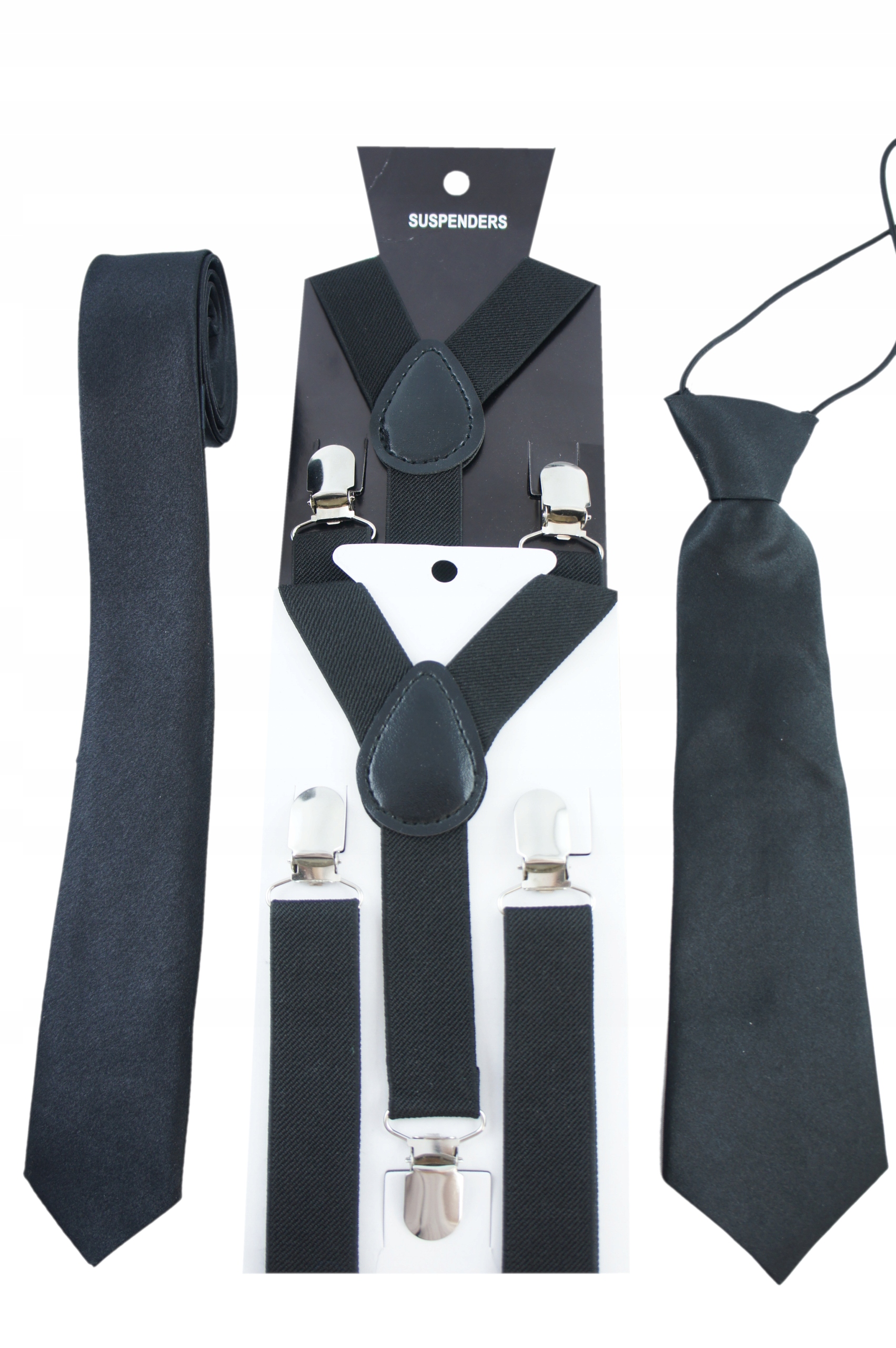 CZARNY krawat gładki 1-10l dziecięcy dla chłopca Materiał dominujący satyna