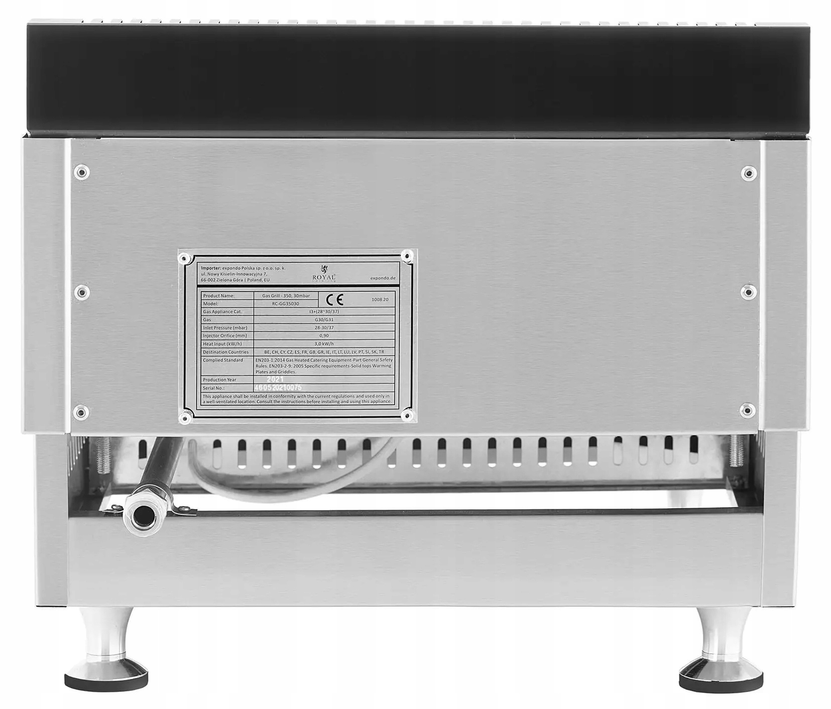 Grill gazowy 35x40cm gładki 3000W ROYAL CATERING RC-GG35050 10011692