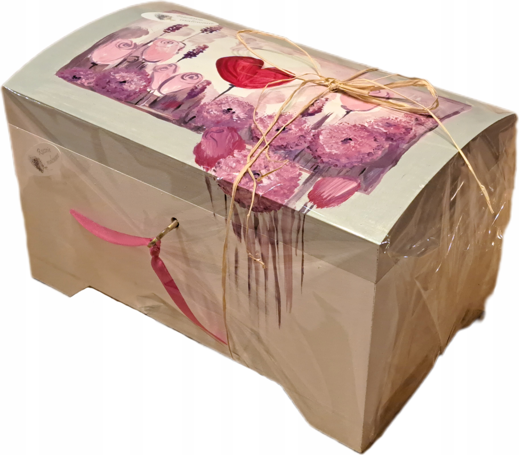 Dřevěný Kufřík krabička klíček dárek Květiny