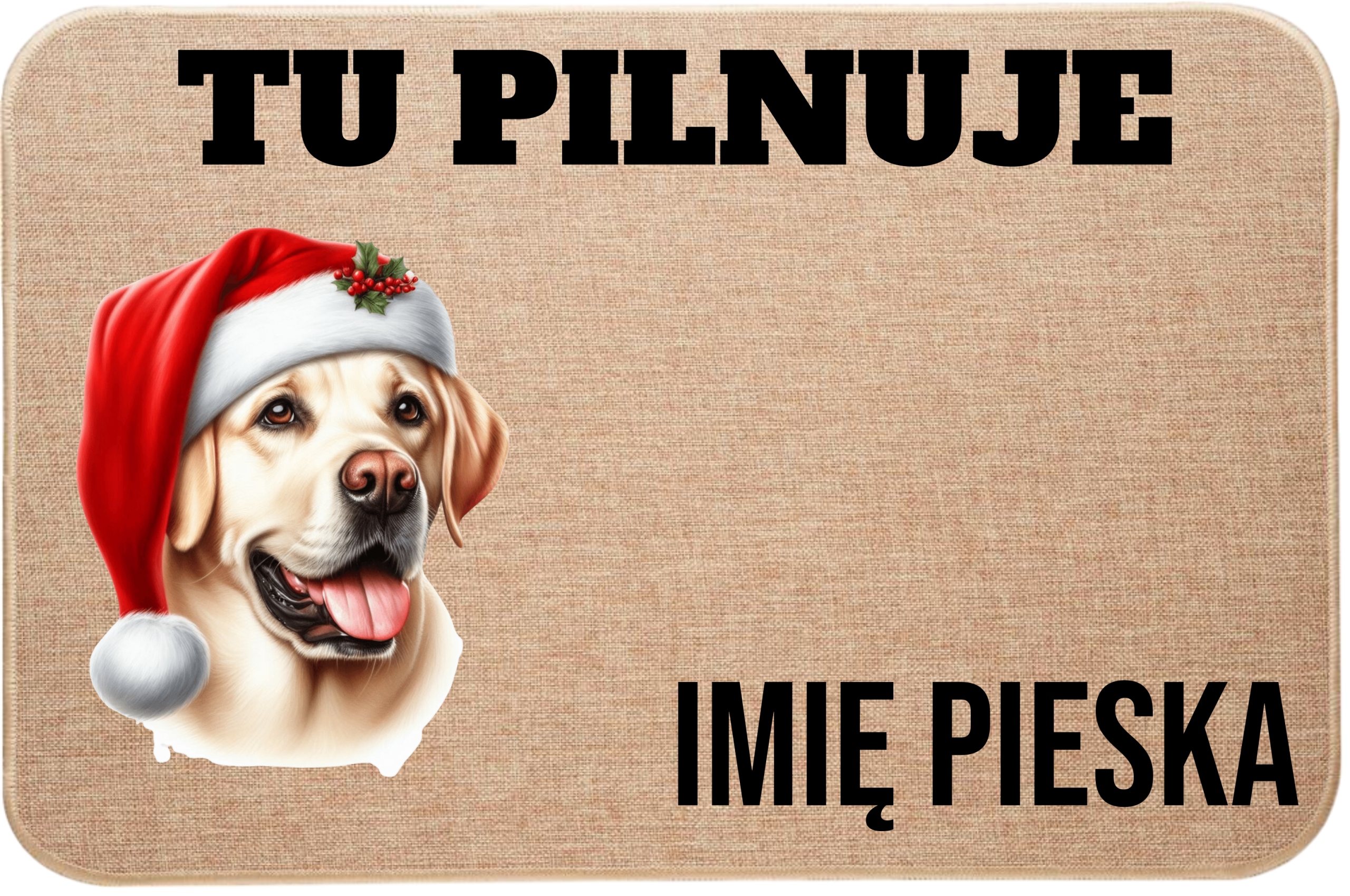 Lněná Vstupní Rohožka Na Vánoce Zde Hlídá Jméno Pejska