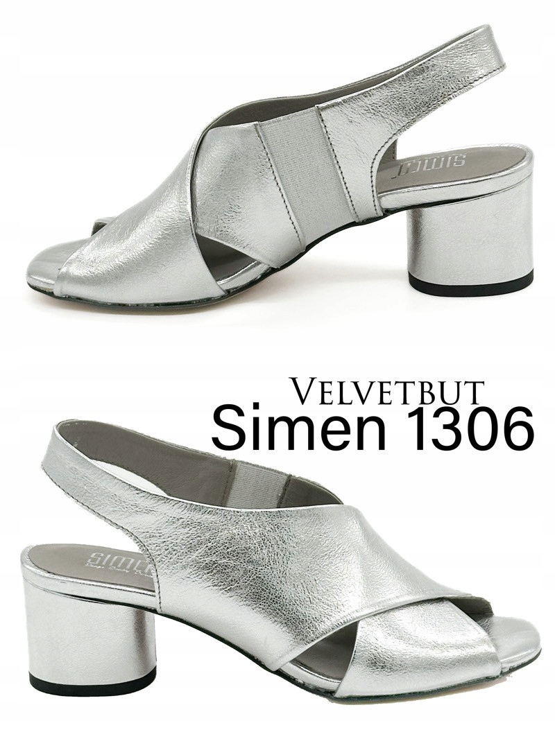 Dámské stříbrné kožené sandály Simen 1306 37