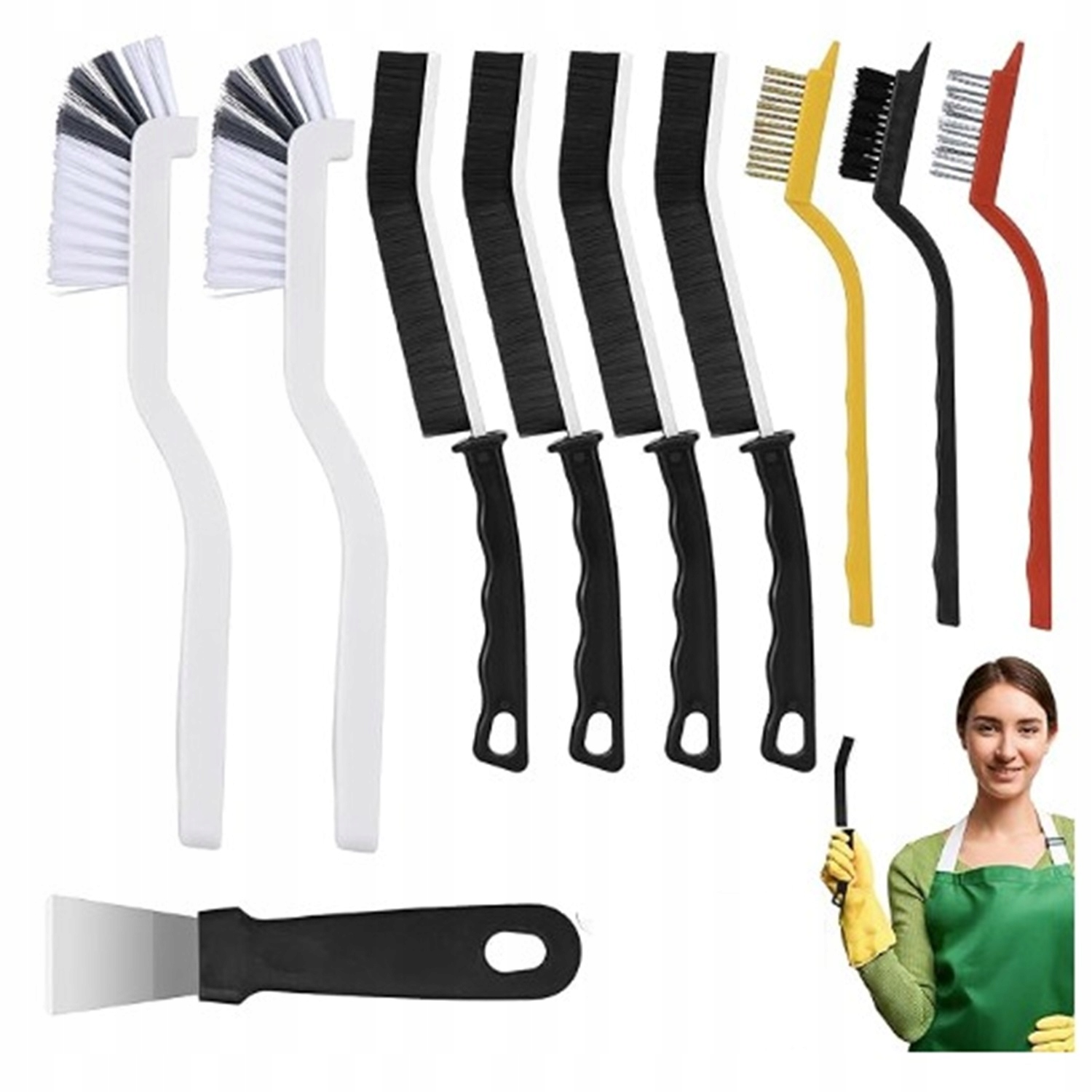 Levně 11 x kartáče na čištění mezer, do kuchyně, koupelny a Wc