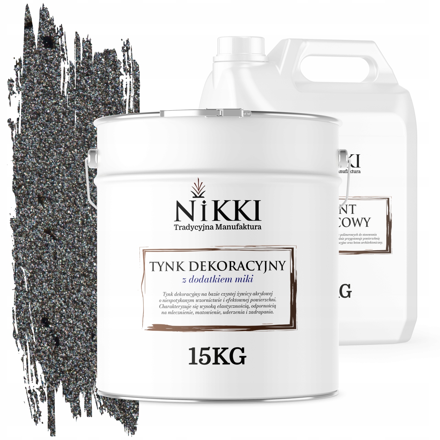 Dekoratívna Omietka Vonkajšia/vnútorná 15KG Tmavosivá Čierna Mika D915 +základný Náter