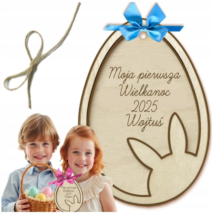 Dřevěný Přívěsek Vajíčko Moje První Velikonoce 2025 Jméno Dítěte Gravírování