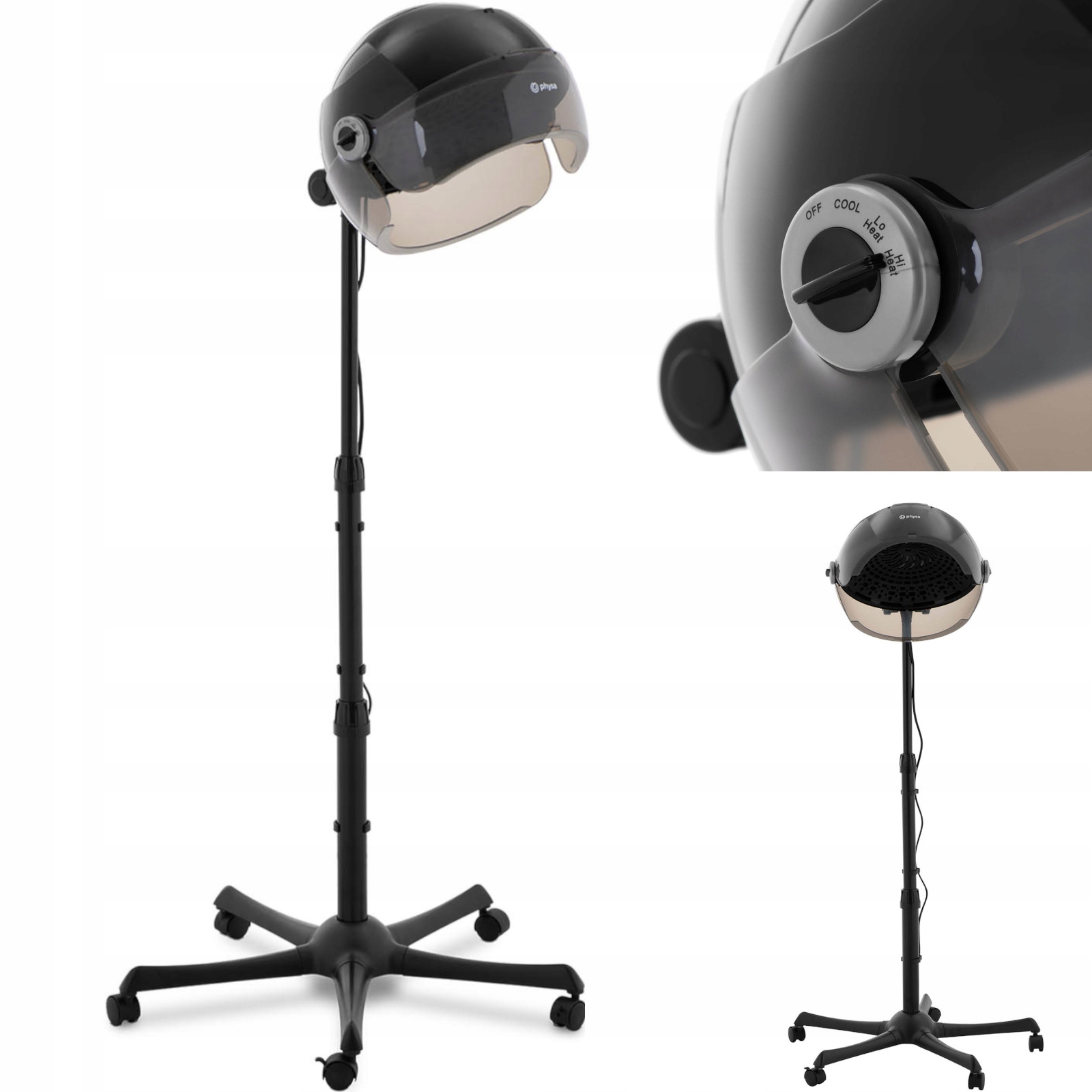 Kadeřnická Sušička Na Vlasy Stojící Na Kolečkách, Černá