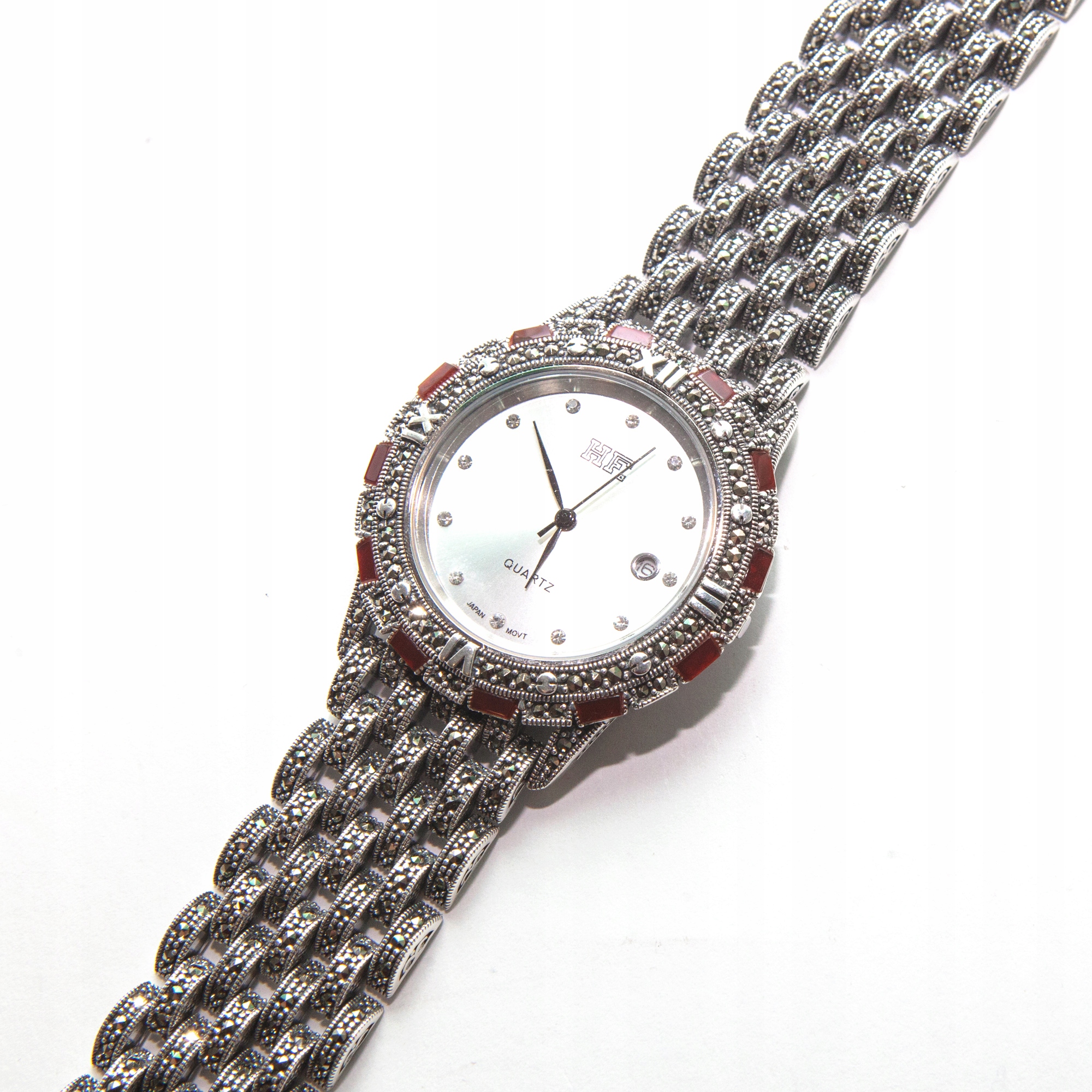 Hodinky ruka náramek s markýzami stříbro 925 elegantní markýzy